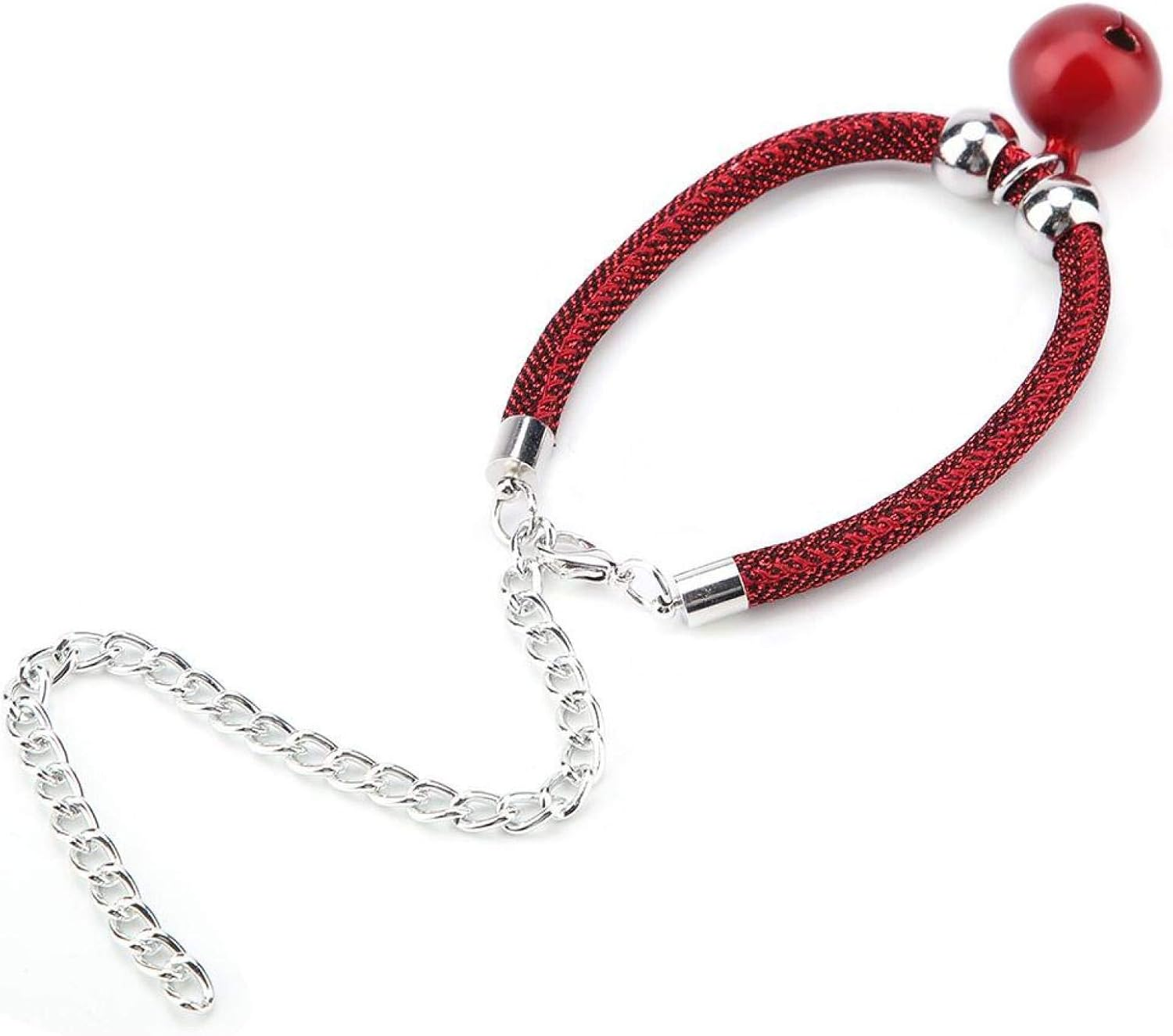 EVTSCAN Japanese Style Pets Necklace Nylon Accessory Kitten Supply Cat Bell Collar W/Extension Chain(Red) - Red image number 4