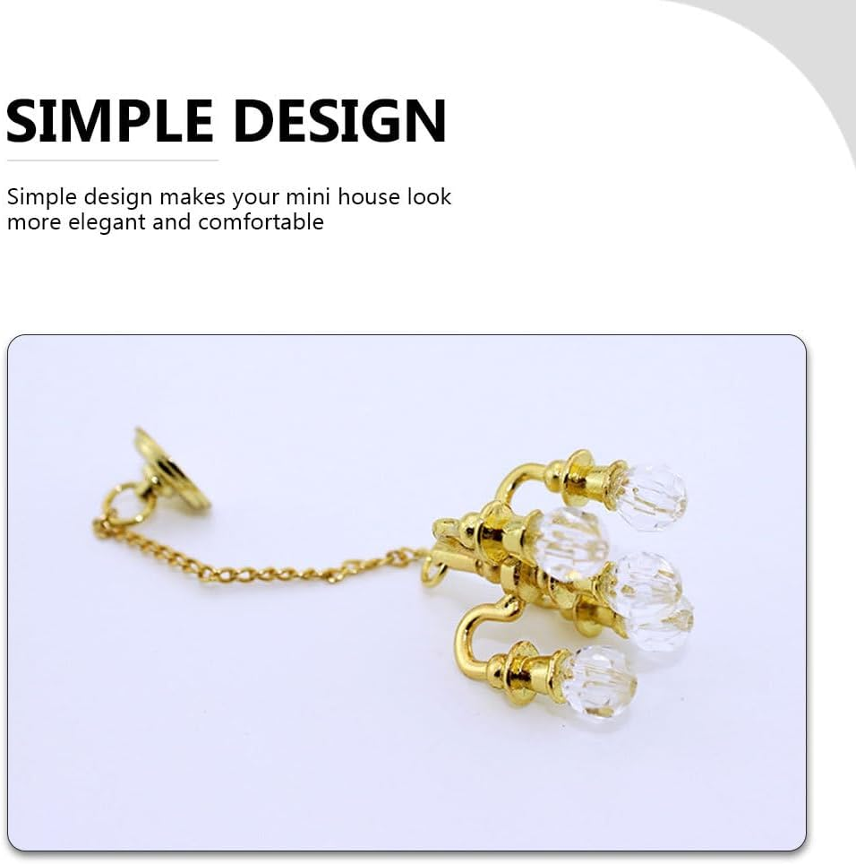 Kisangel 2Pcs Miniature Hanging Crystal Chandelier for Dollhouse Decoration Elegant Ceiling Light for Miniature Scenes Finish image number 3