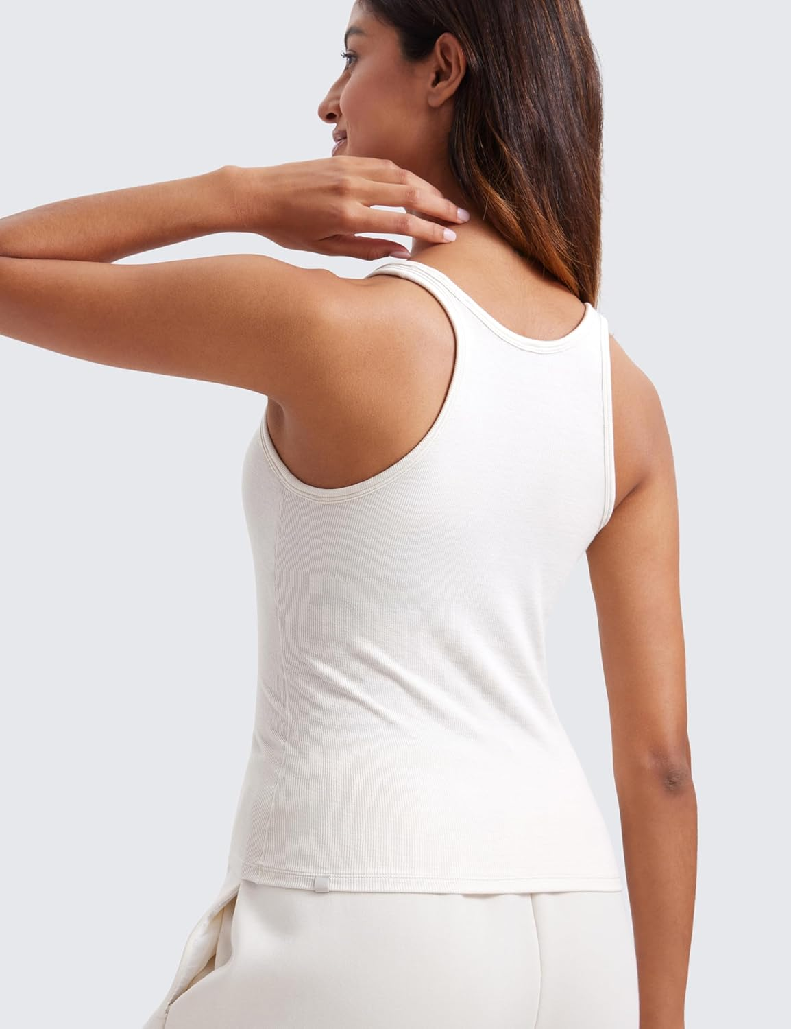 CRZ YOGA Womens Ribbed Modal Casual Tank Racerback Thin Strap Basic Sleeveless Shirts Going Out Fitted Workout Tops image number 2