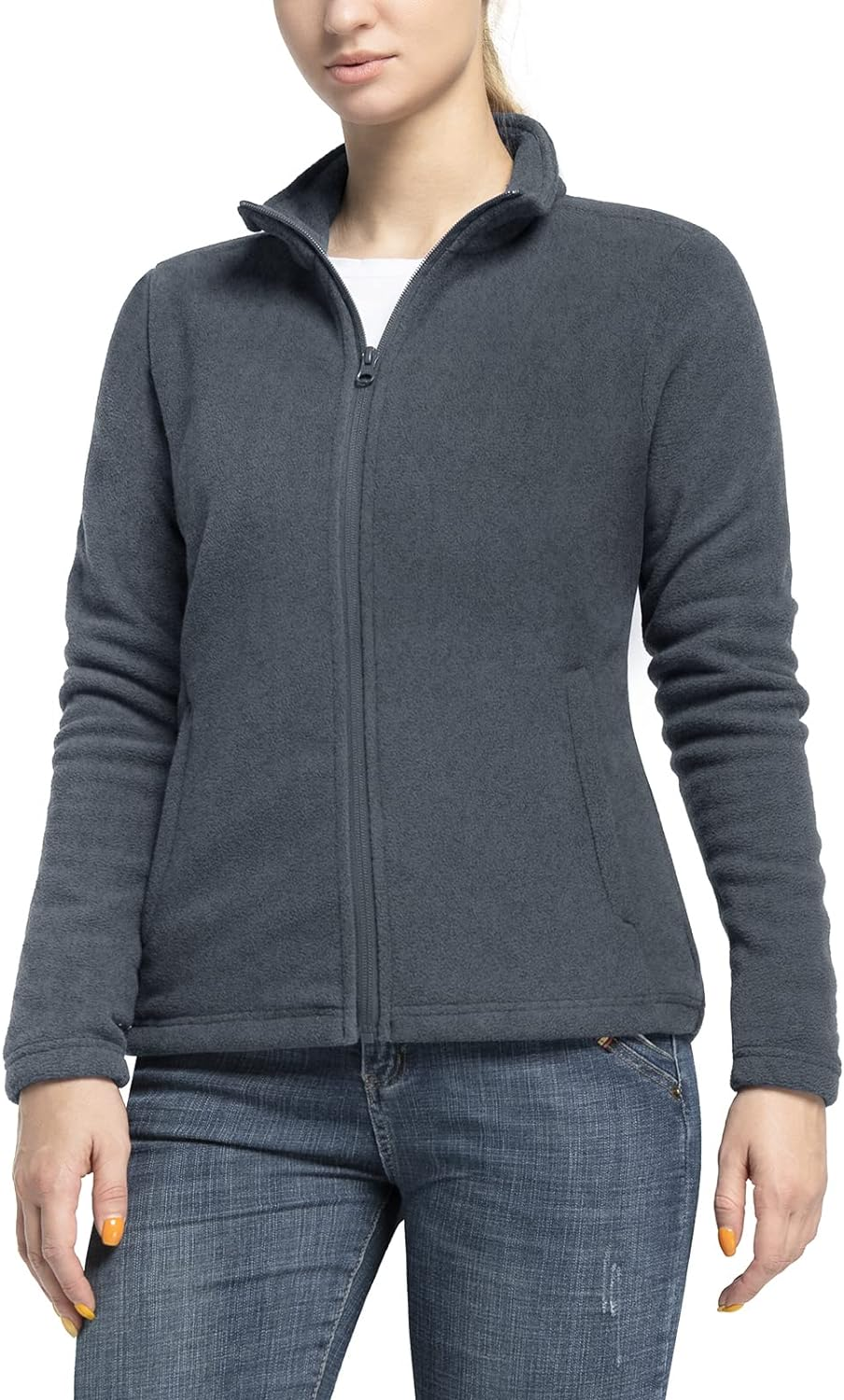 33,000Ft Womens Fleece Jackets Ladies Lightweight Warm Full Zip Coat Breathable Microfleece Ladies Sweater Casual Long Sleeve, Ideal for Travelling Outdoor Sport