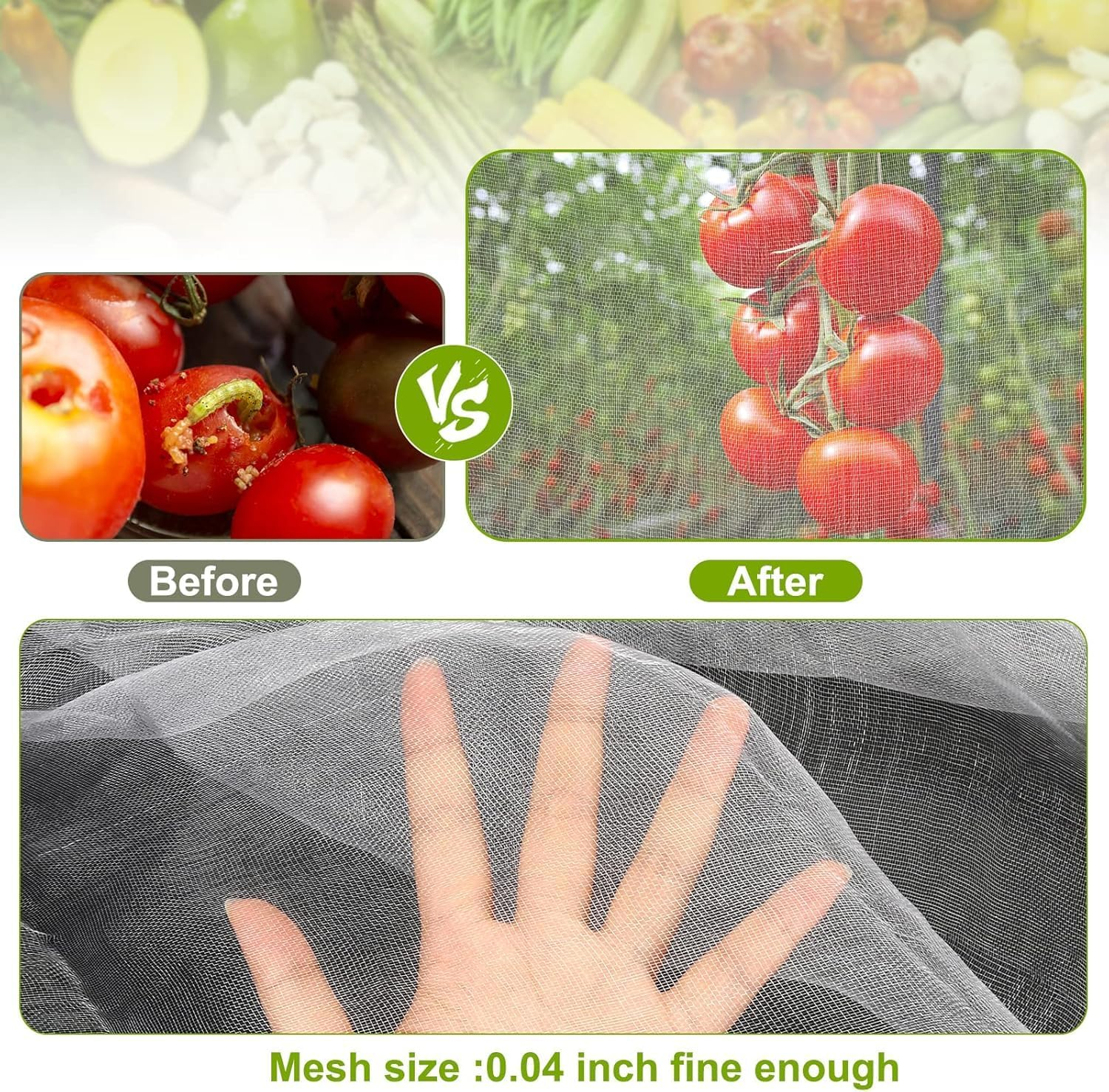 Cozioz Garden Netting 3X20M Ultra Fine Mesh for Pest Bird Insect Barrier &ndash; Plant Cover for Vegetables Fruits Flowers Raised Beds Greenhouse Patio image number 3