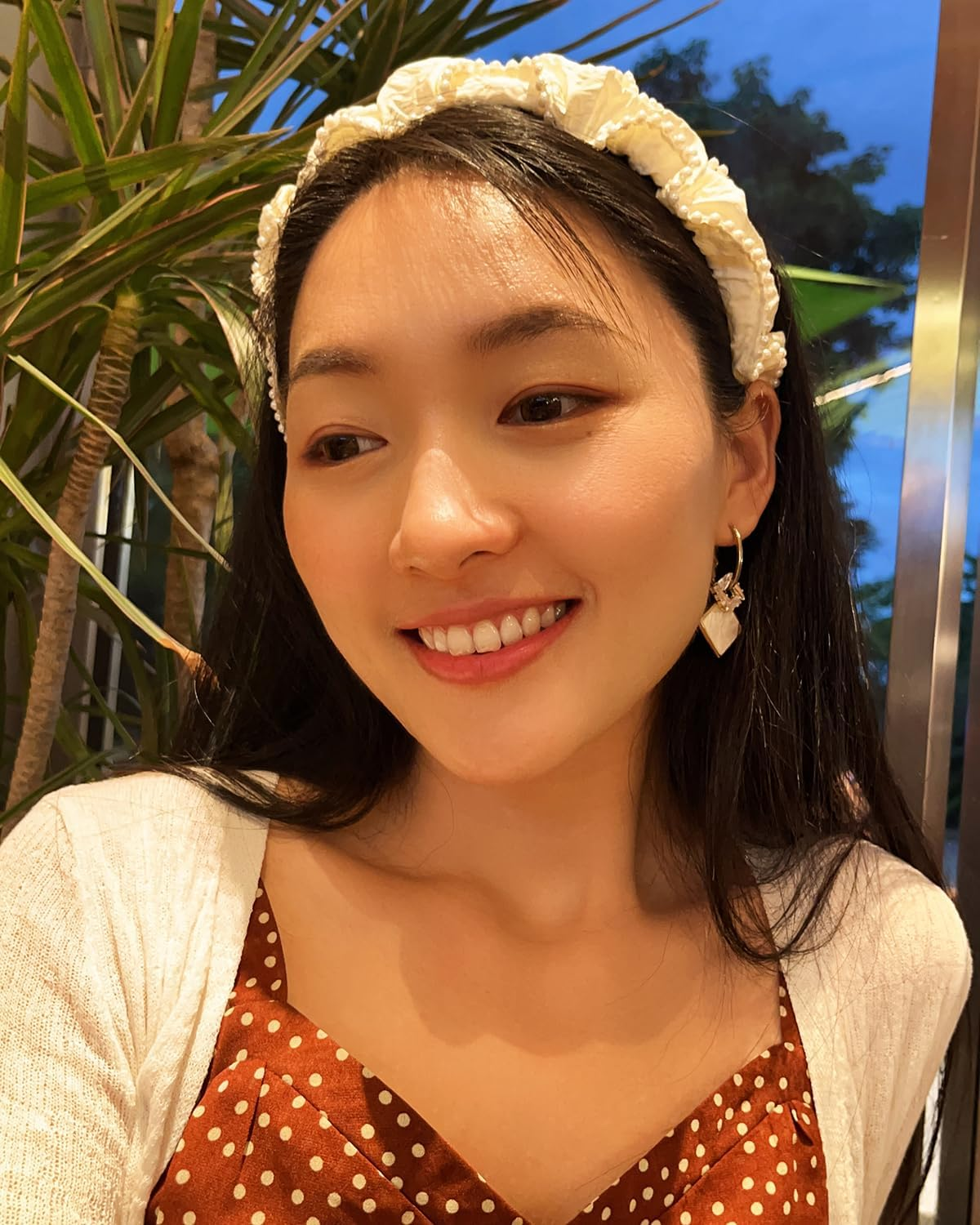 Lislic Women'S White Pearls Pleats Headbands for Women Non Slip, Boho Wide Pearl Cloth Headband, Girls Hair Accessories Christmas Gift (Cream Pleats) image number 1