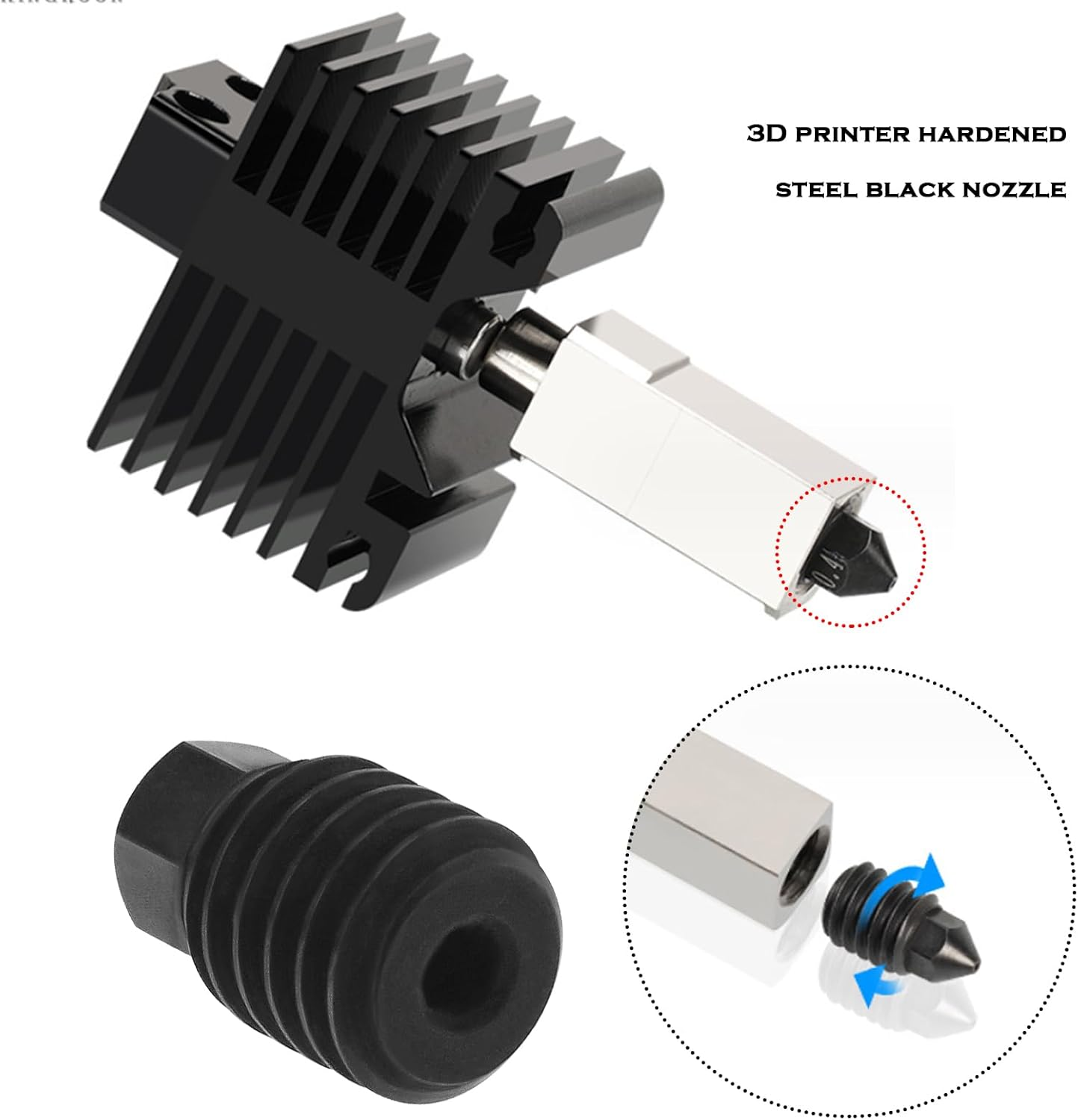 Emagtech 0.2Mm Hardened Steel Nozzles Compatible with Bambu Lab X1 and P1P 3D Printers for High-Temperature Upgrade Hotends up to 500 Degrees Celsius image number 6