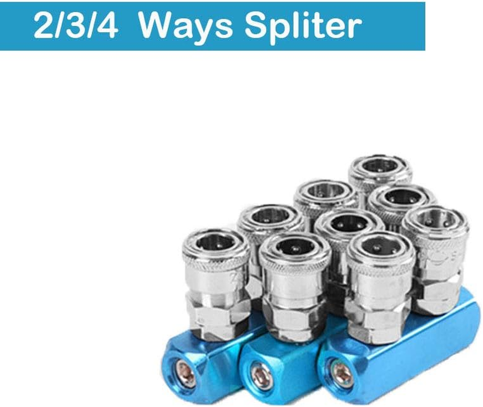 3Pcs Aluminum Air Compressor Splitter, 2/3/4 Way Quick Connect Manifold Fitting Air Hose Fitting image number 2