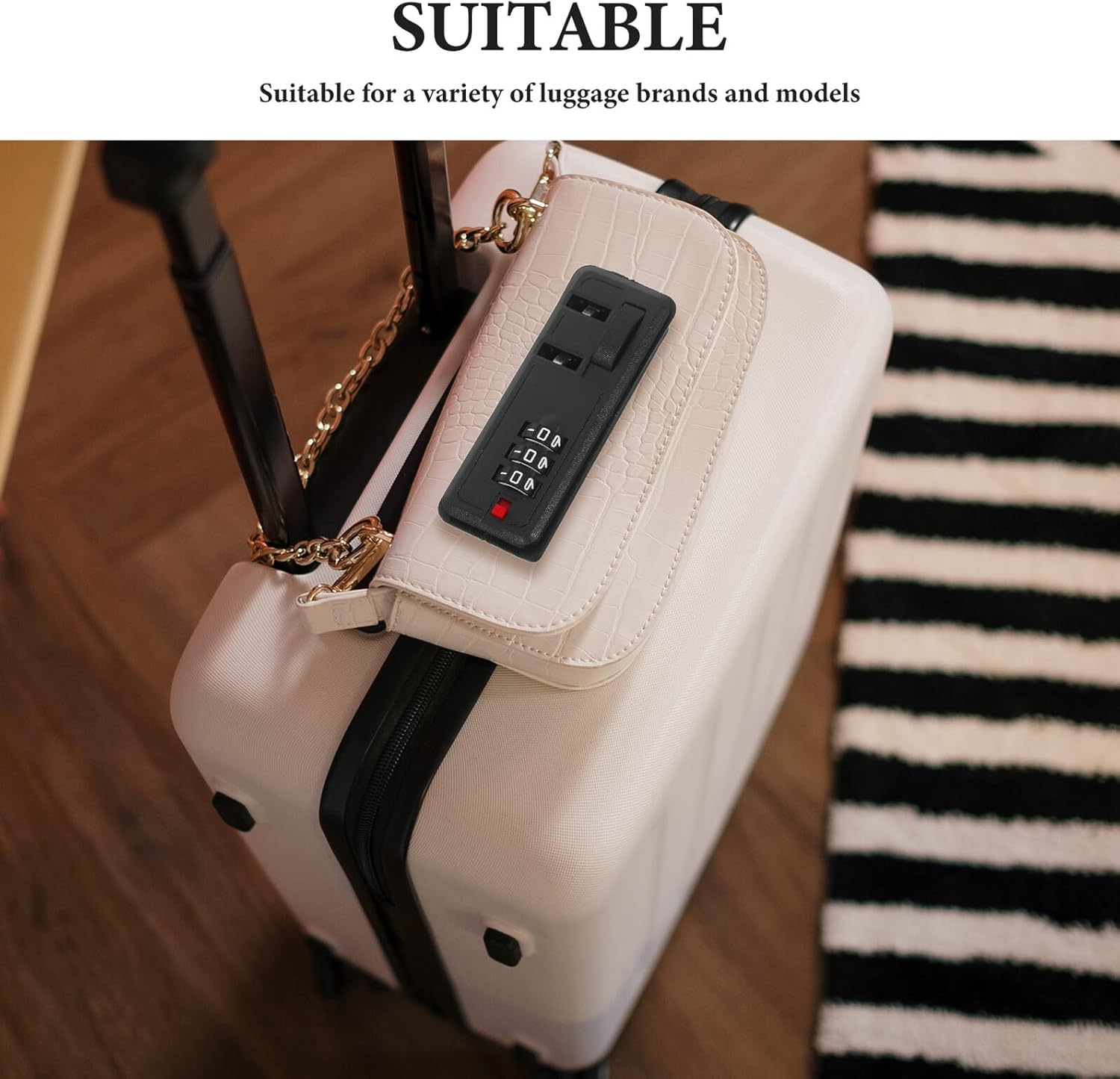 MOKKHNB Universal Flush Mount Luggage Lock 3-Digit Password Combination Black Suitcase Security Lock for Travel Bags Tool Boxes and Suitcases Self-Setting Code image number 5