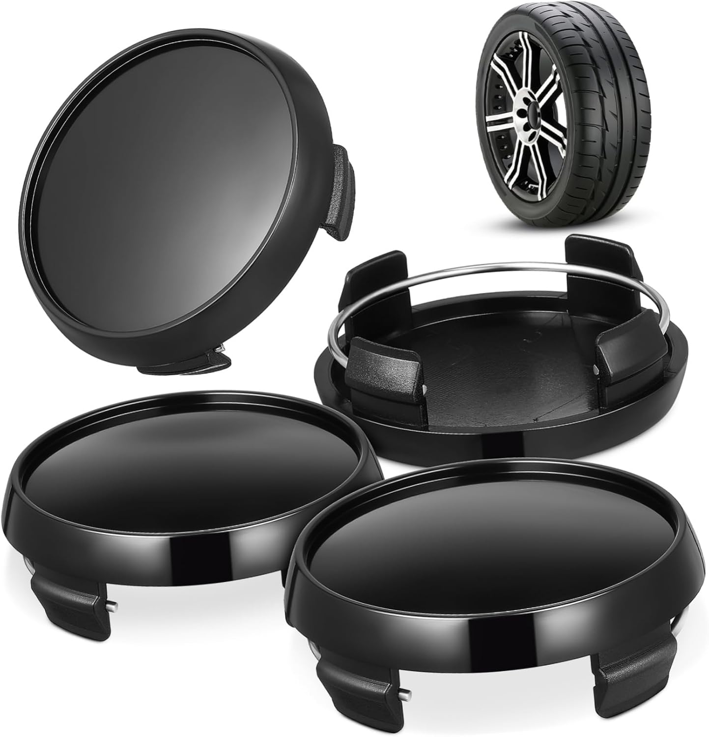 4Pcs Car Wheel Hub Caps Wheel Rim Center Caps Auto Center Hub Vehicle Rim Automotive Easy to Install Abs Material