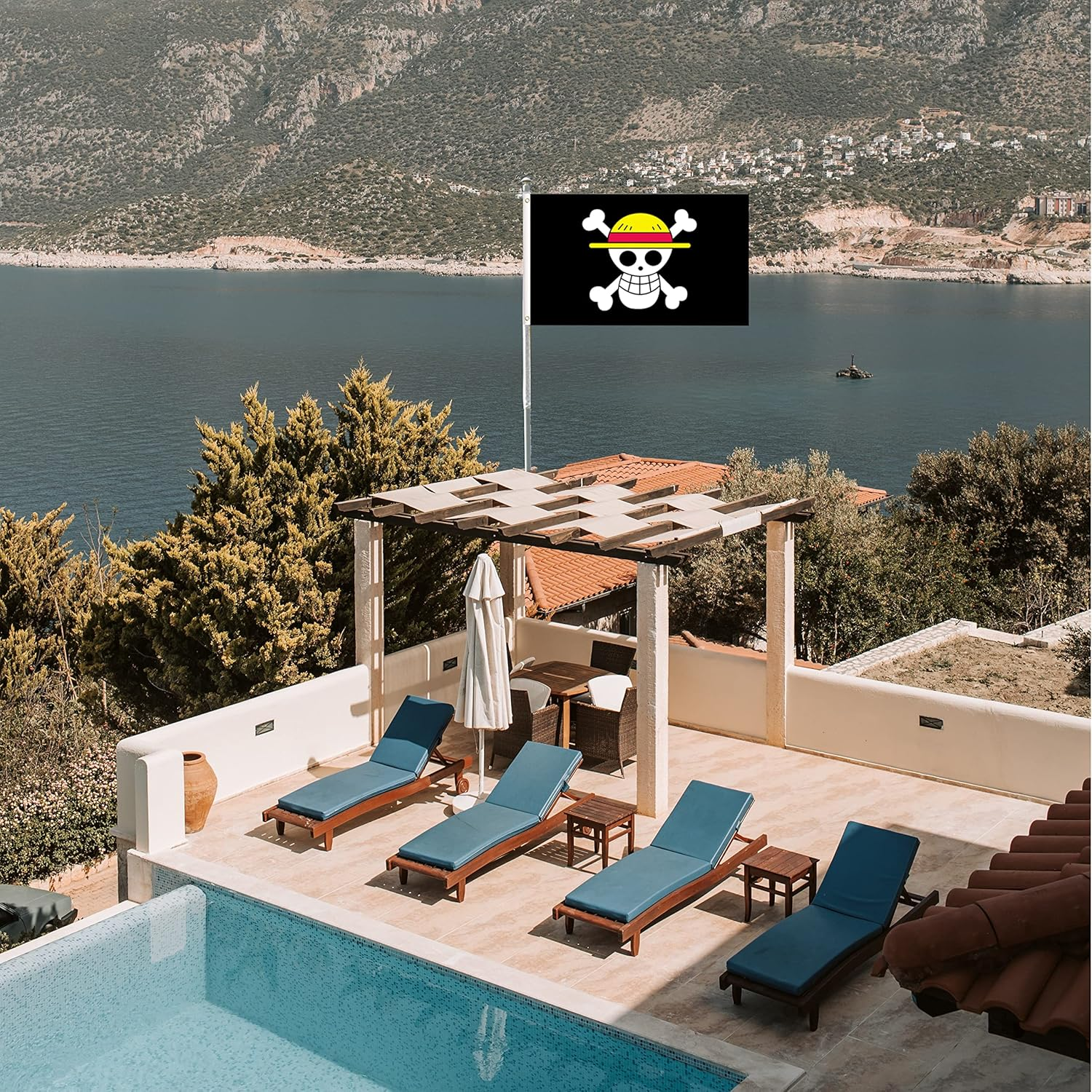 LARGE Jolly Roger King Flag, 3X5Ft Pirate Flags Banner for Indoor Outdoor Decoration of Canada Yards.Parade or Express Mood image number 2