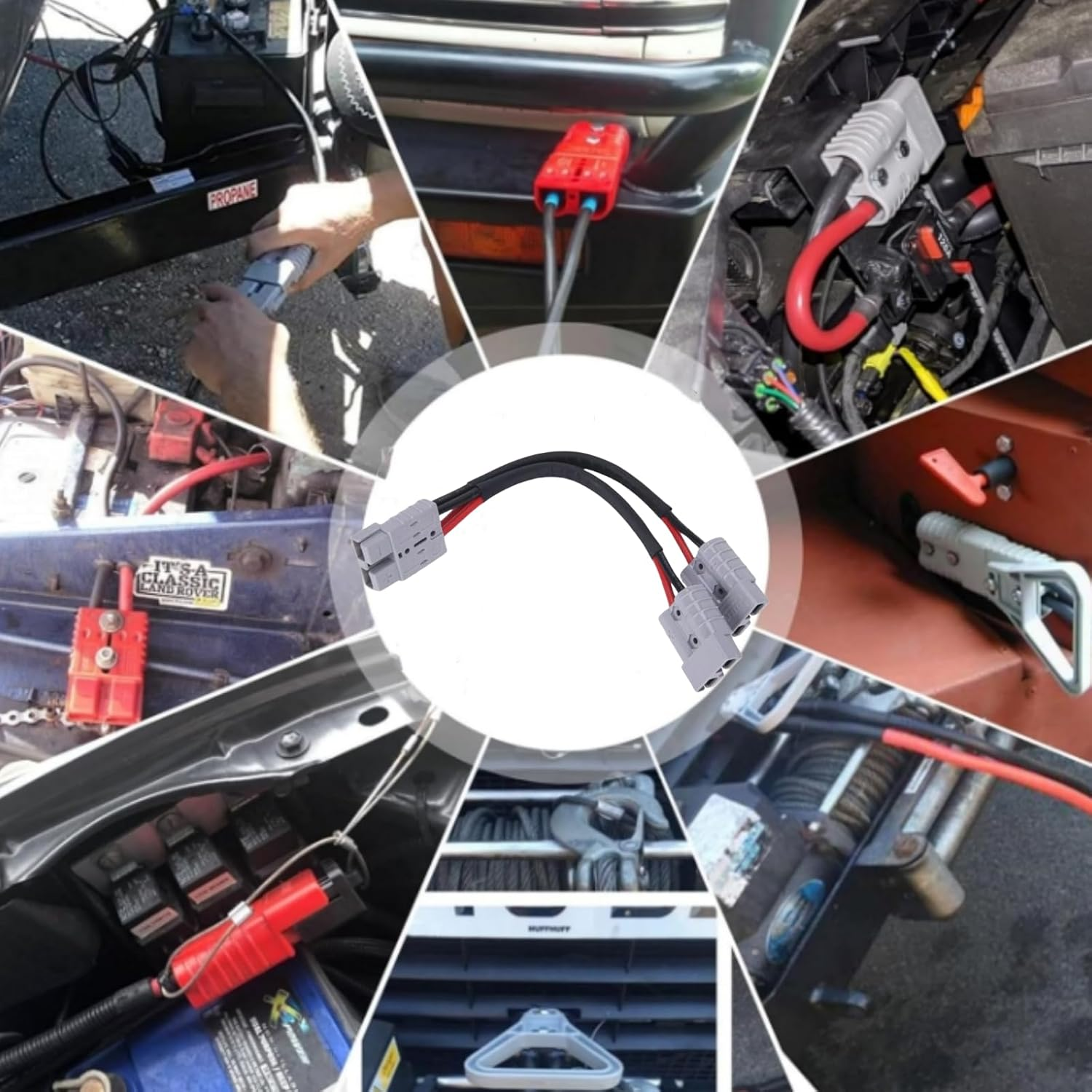 KUGONTC 10AWG 50Amp SB50 Anderson Plug Connector,600V 300Mm 1 to 2 Double Y Adaptor,6Mm Cable for Car Battery,Automotive Accessories Battery Extension Cable image number 1