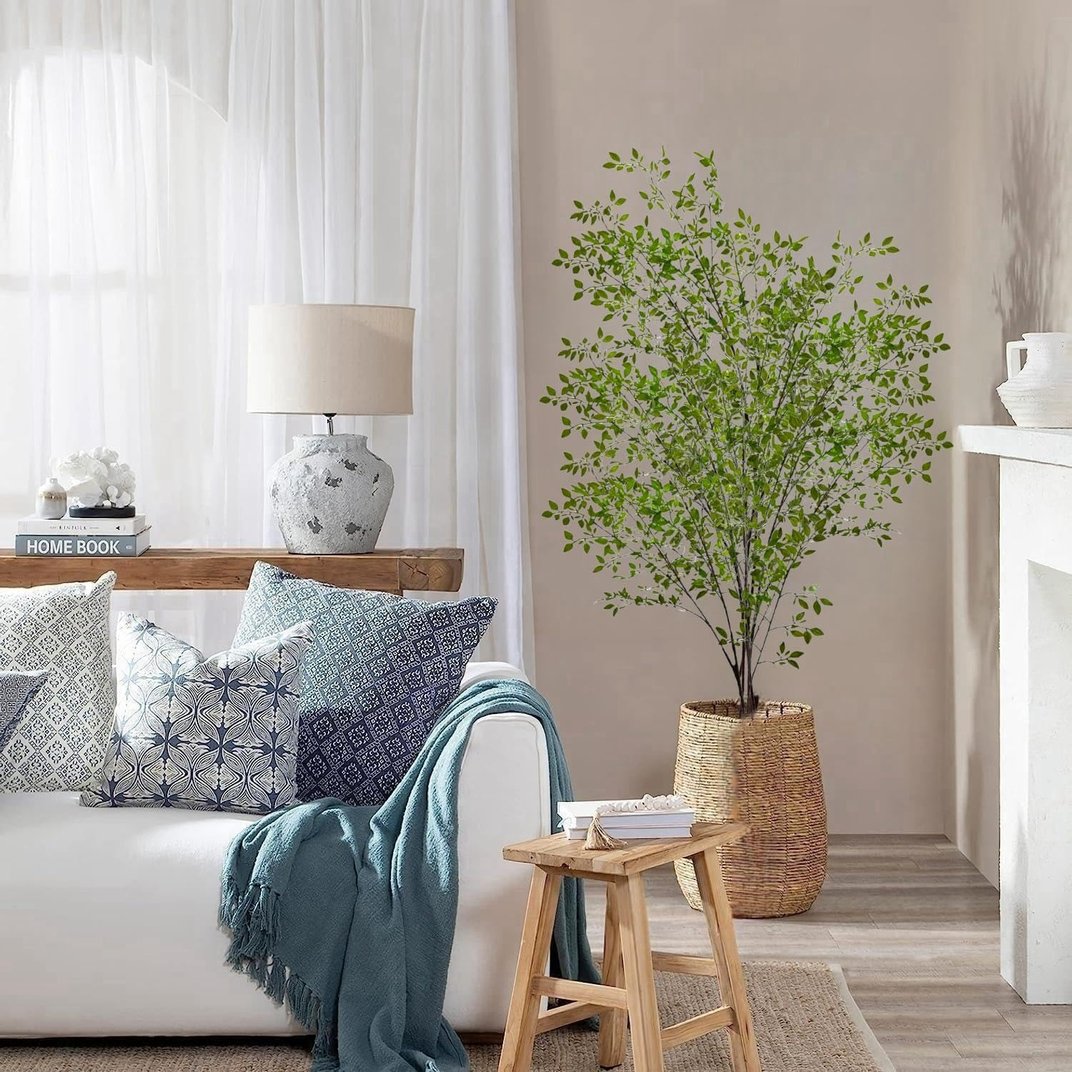 3 PCS Artificial Branches 43.3 Inch Summer Autumn Artificial Bamboo Leaves Fake Faux Plastic Greenery Stem Plants for Indoor Outdoor Table Centerpiece Wedding Garden Home Decor, Green