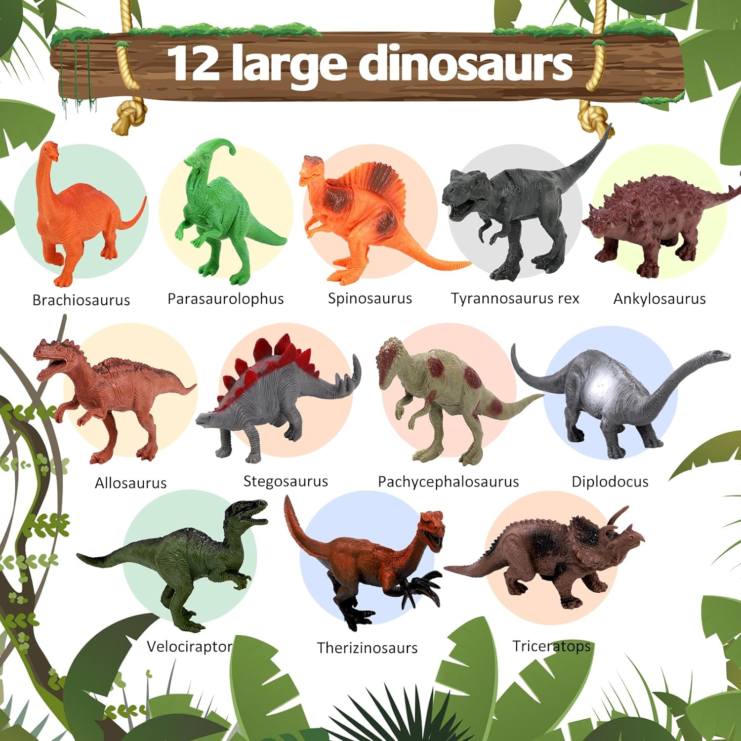 Kaekid 52 PCS Realistic Dinosaurs Figures with Storage Box, Dinosaur Toys for Kids, Learning Toy for Boy Girl Age 3-5, Perfect Party Favors, Birthday Gifts image number 1