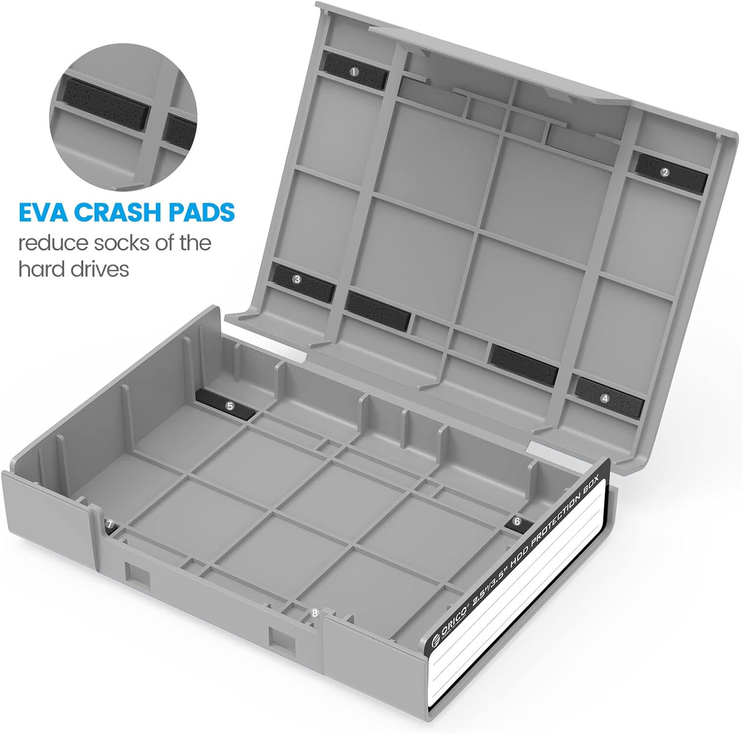 ORICO 5-Pack Hard Drive Carrying Case Protective Box for 3.5/2.5 Inch SSD HDD Portable with Anti-Static,Shockproof and Dust Proof Travel Storage Bag-Php25-5C image number 2