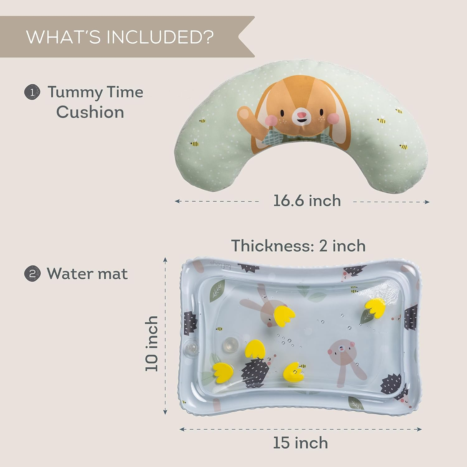 Taf Toys Tummy Time Set with Water Mat and Supportive Cushion for Baby Development &ndash; Infant Activity Play Mat and Lounge Pillow for Newborns, Infants, and Toddlers image number 5