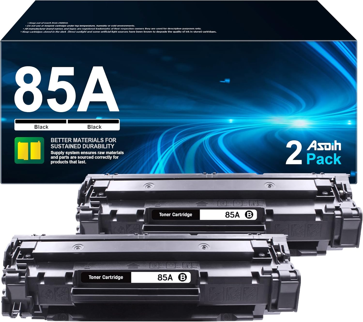 85A Black Toner Cartridges | Work for HP Laserjet P1102W Ink Cartridge, Pro P1109W, M1212NF, M1217NFW, M1212, M1217 Pinter | for HP 85A CE285A Toner Cartridge, 2 Black image number 2