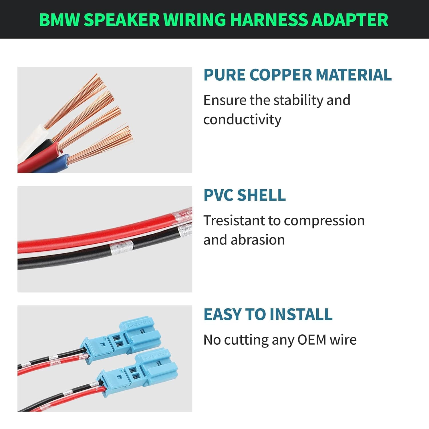 Nuith Speaker Wiring Harness Connector Adapter Replacement for BMW X1-X7, I3/I4/I8, Ix3, Z4/Z8/Z3, 1-7 Series Aftermarket Tweeter Stereo Speaker Cable Plug