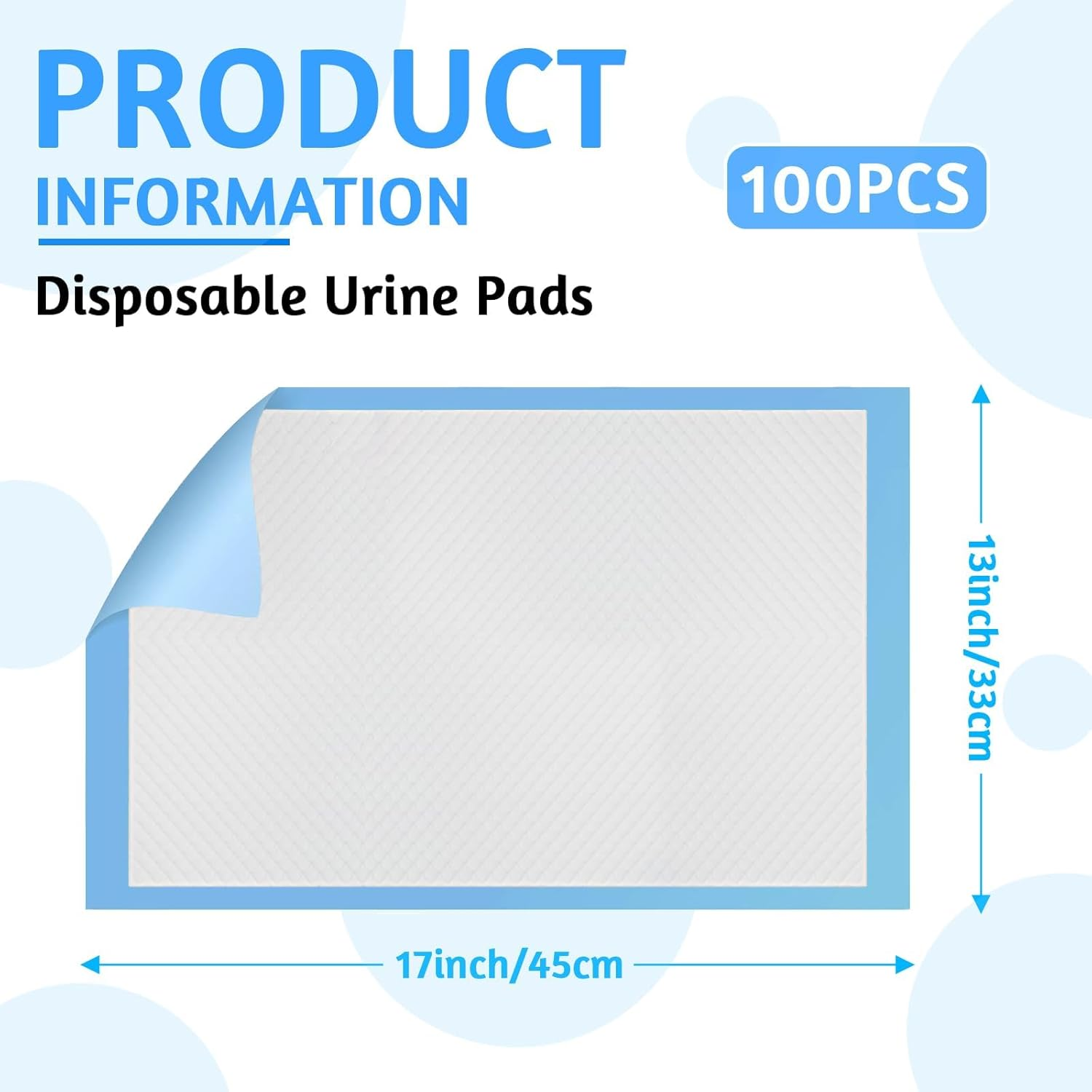 100PCS 45 X33Cm Disposable Urine Pads Baby Diaper Changing Pads with Absorbent Leakproof Quick Drying Features Breathable Underpads Bed Table Protector Mat image number 3