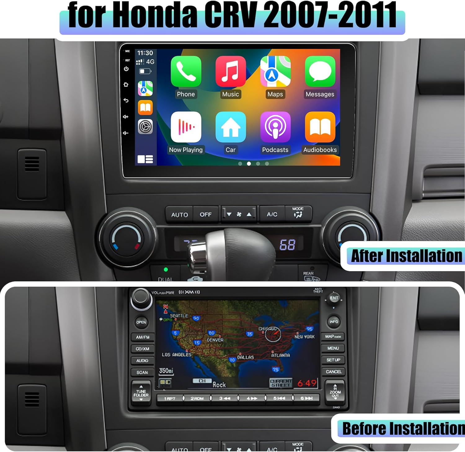 Android 12 Car Stereo for Honda CRV 2007 2008 2009 2010 2011 with Wireless Carplay/Android Auto, Car Radio Bluetooth, HD Touchscreen, GPS Navigation, Wifi/Hotspot, SWC Voice Control Head Unit 2G+64G image number 5