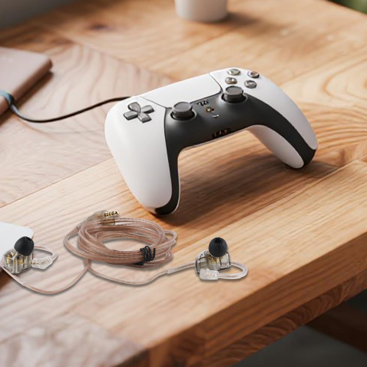 Laroal in Ear Monitors for Musicians, IEM Earbuds, Earphones with Deep Bass, Driver, over Ear Headset for Musicians Stage (Clear Grey with Microphone) image number 2