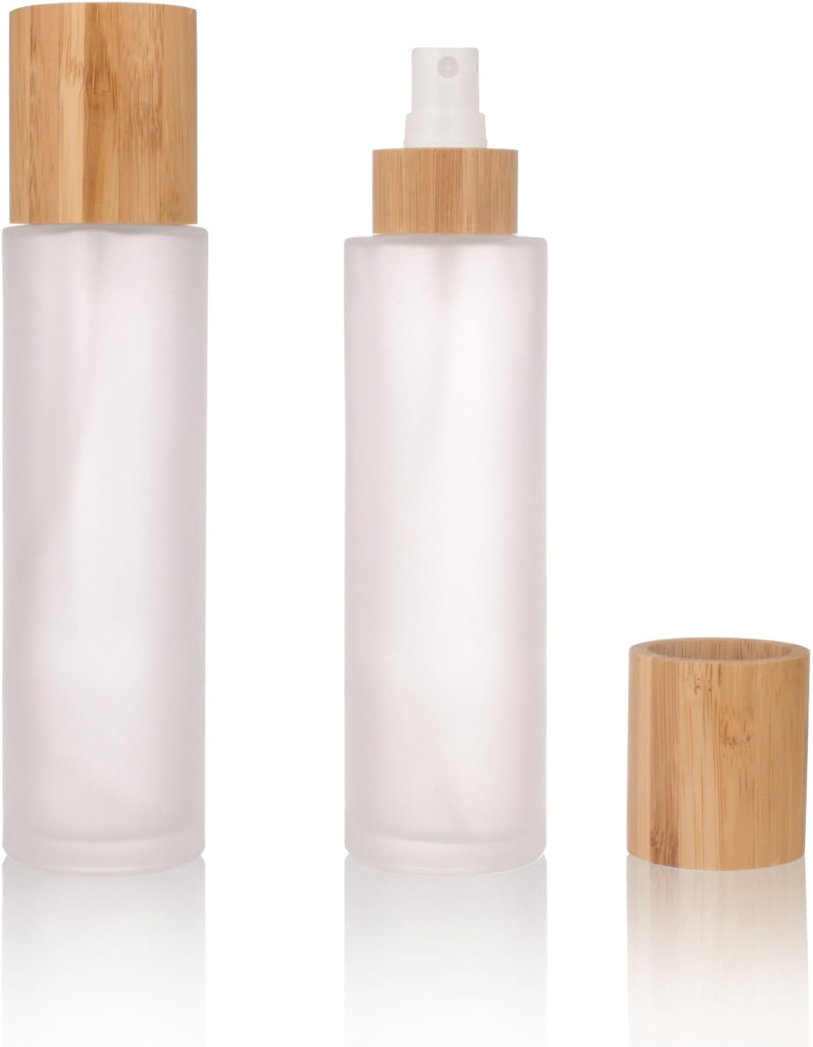 COSIDEA 12 Pcs Empty 4Oz /120Ml Bamboo Lid Frost Glass Spray Bottle with Fine Mist Despenser Head for Liquid Perfume Toiletries Containers, Toner Bottles
