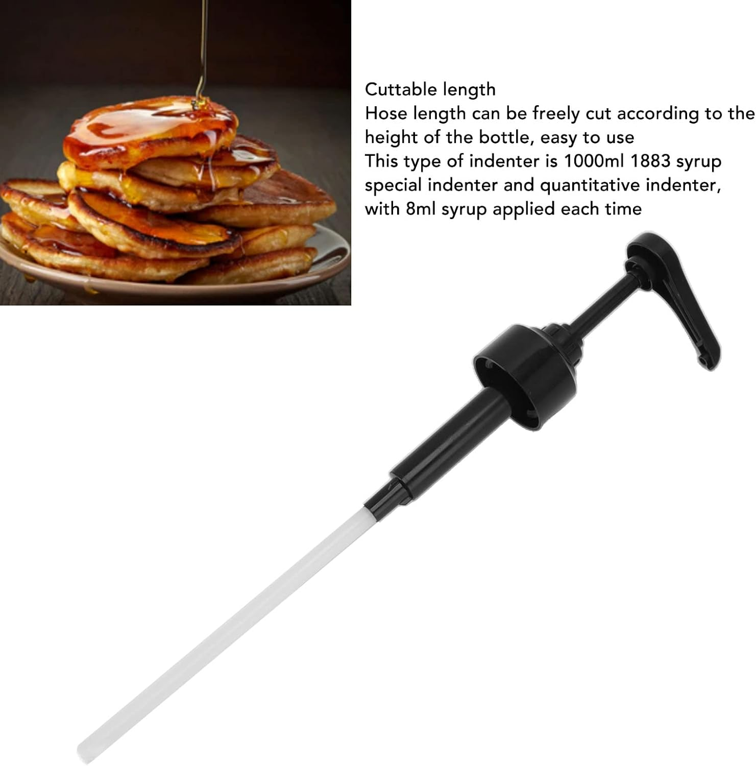 RIZGHWOY 8Ml Syrup Pump Dispenser Adjustable Cutting Tube for Sauce Bottle and Monin 1883 Syrup for Coffee Cocktail Milkshake (Black) image number 4