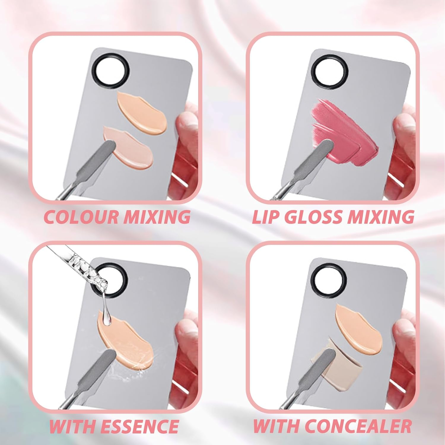 Stainless Steel Makeup Mixing Palette Set with Spatula - Washable Professional Cosmetic Blending Tool for Foundation, Lipstick, Eyeshadow, Nail Art image number 2