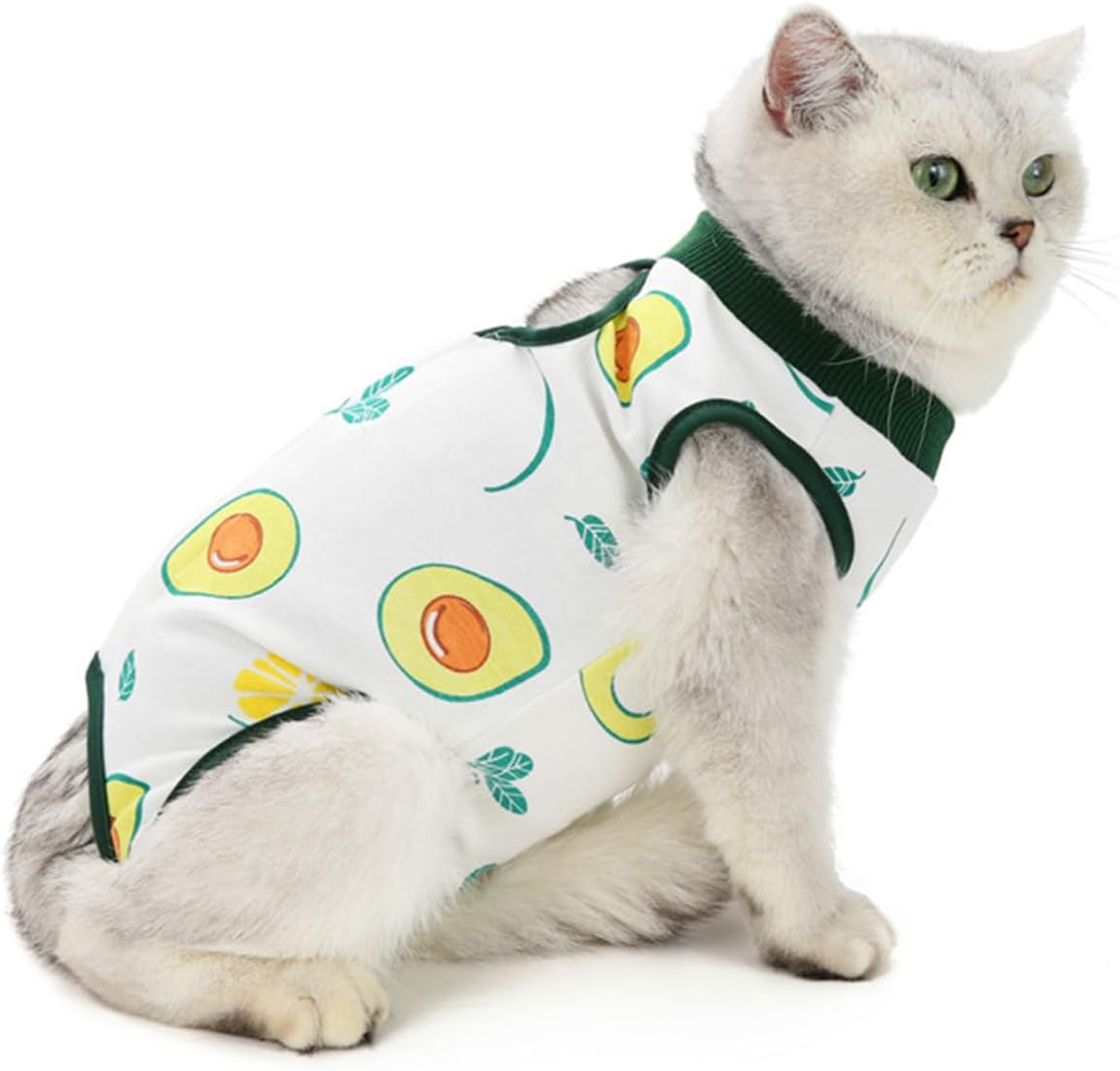 Agoumlux Cat Bodysuit after Surgery Castration for Cat Bodysuit for Surgery Leak Protection Cat Clothing Recovery Clothing Cotton, Green, S image number 5