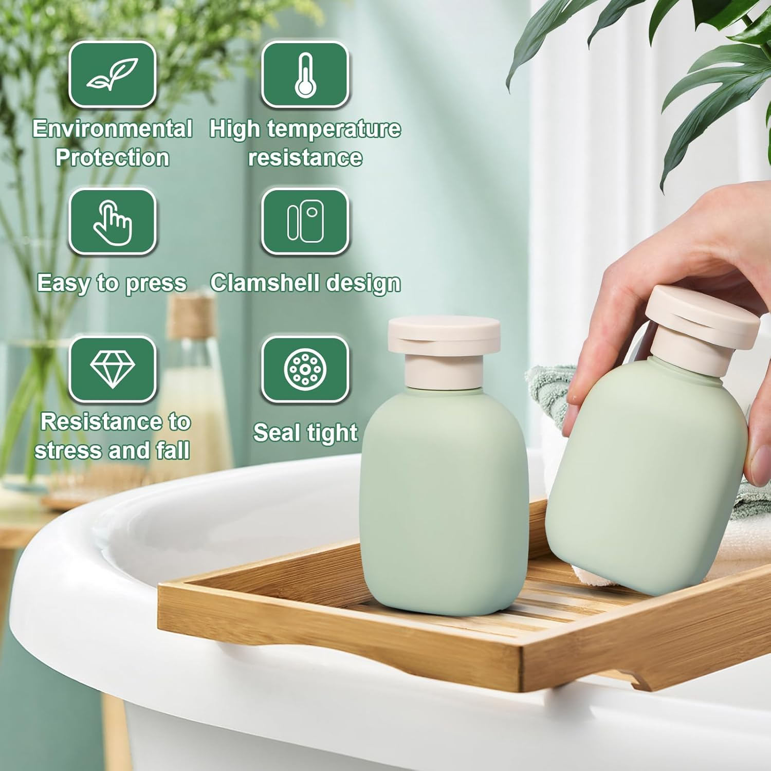 UMETASS 3.4 Oz Small Plastic Travel Shampoo Bottles, Empty Plastic Squeeze Bottles with Flip Cap for Toiletries, Leakage-Proof Travel Shampoo and Conditioner Bottles image number 3