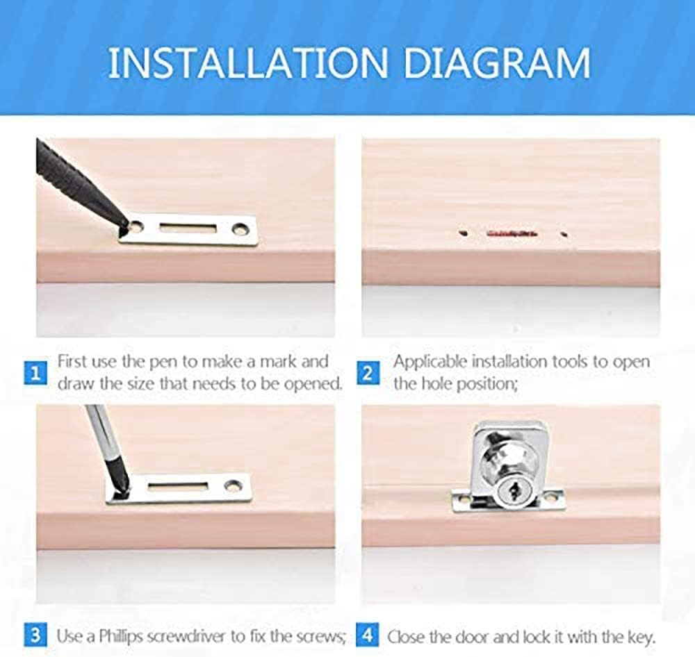 5Pcs Glass Cabinet Lock for IKEA with the Same 10 Keys Glass Window Lock Single Swing Glass Cabinet Showcase Door Lock Chrome Plated