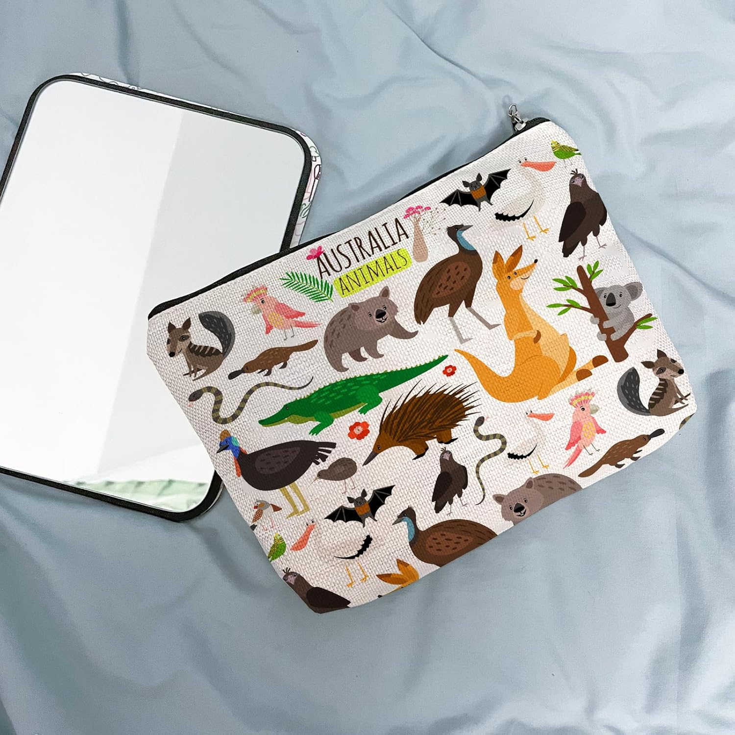 Australian Animals Cosmetic Bag Kangaroo Koala Lover Gift Platypus Crocodile Makeup Bag for Animal Lover (Animals Makeup Bag) image number 6