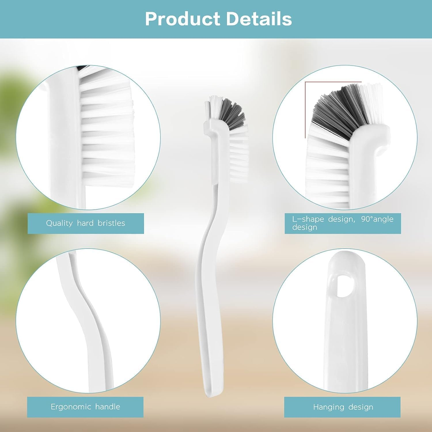 10Pc Kitchen Right Angle Scrub Brush, Sink Household Dish Pot Pan Edge Corners Angle Scrub Brushes, Bulk Sink Bathroom Edge Corner Cleaning Right Angle Brush image number 4