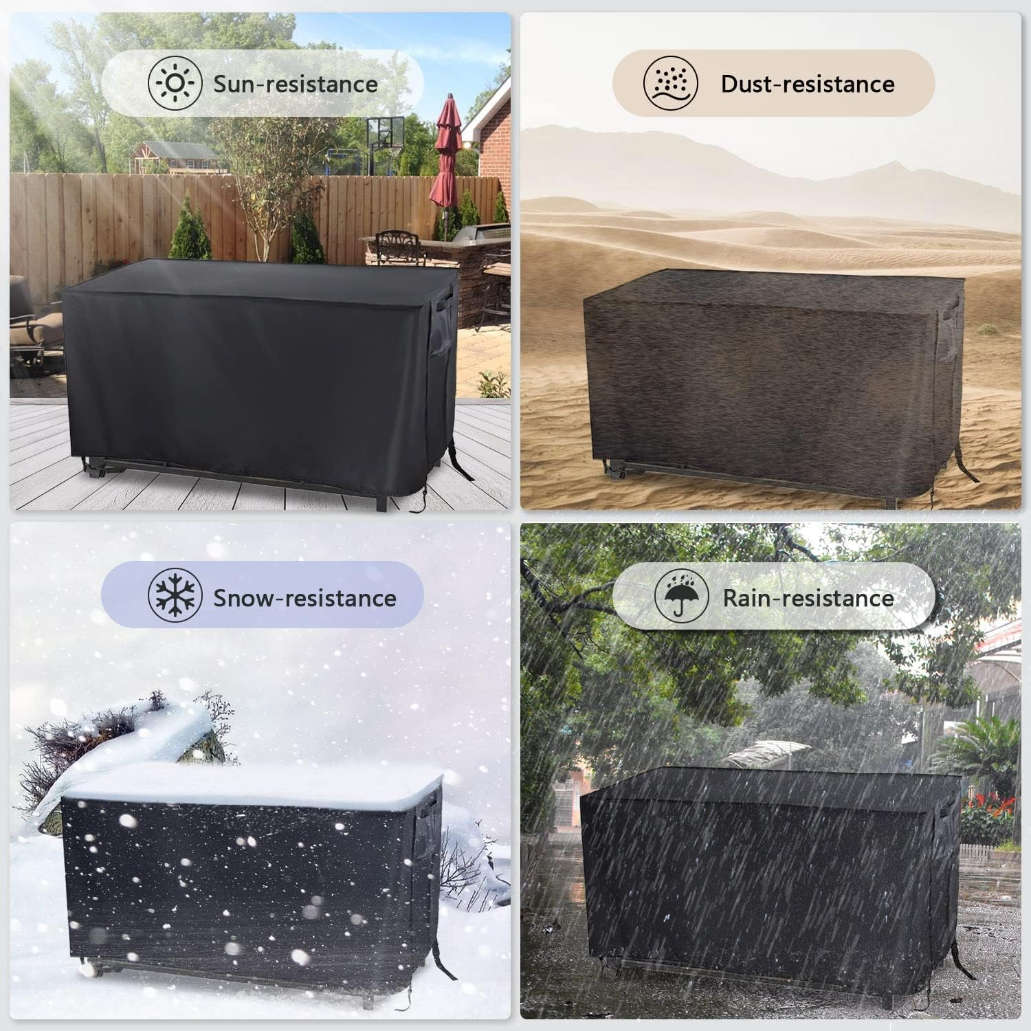 Fire Pit Cover Rectangular,Waterproof Fire Table Cover Rectangle for Outdoor Gas Propane Fire Table - 52 X 34 X 24, Black image number 1