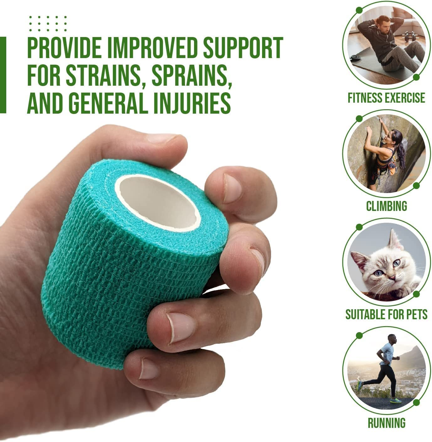 Pet Self Adhesive Bandage,12 PCS Vet Wrap Bulk,Waterproof Self Adherent for the People or the Pet(Cat, Dog, Horse and so One)