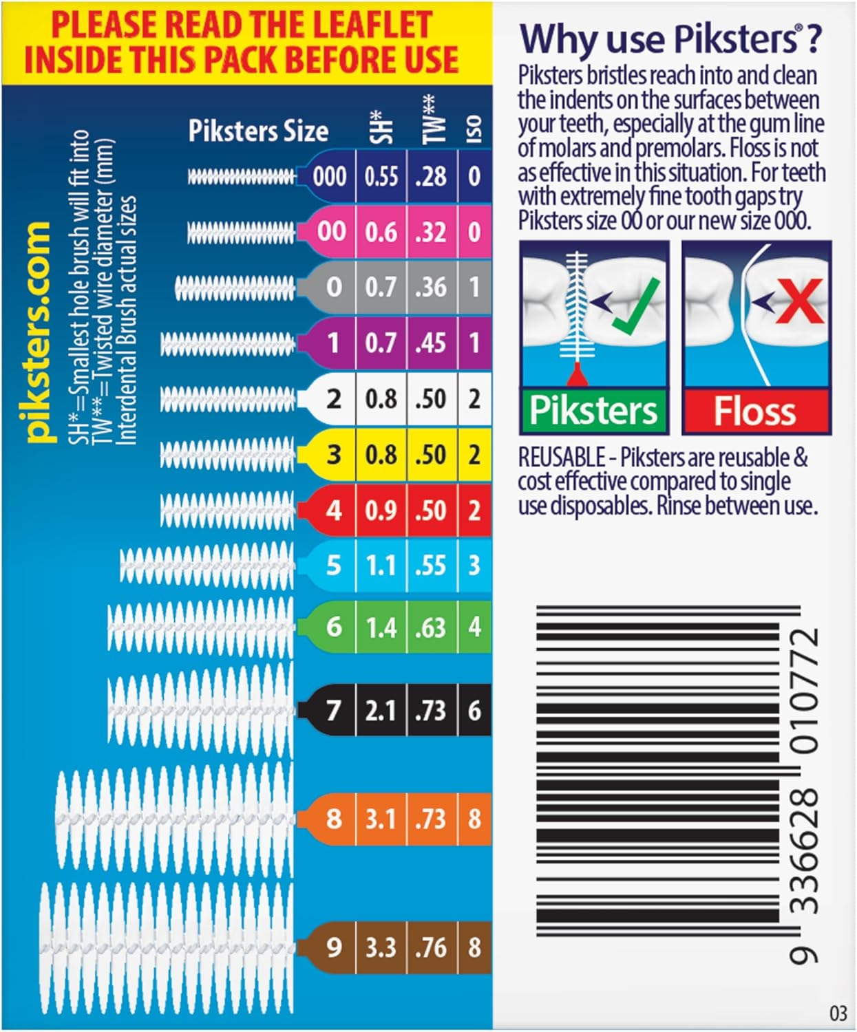 Piksters Interdental Brushes, Size 4, Interdental Tooth Brush for Medium to Large Gaps, Gum Soft Bristles for Plaque Removal, Safe for Braces (35 Pk) - Blue image number 6