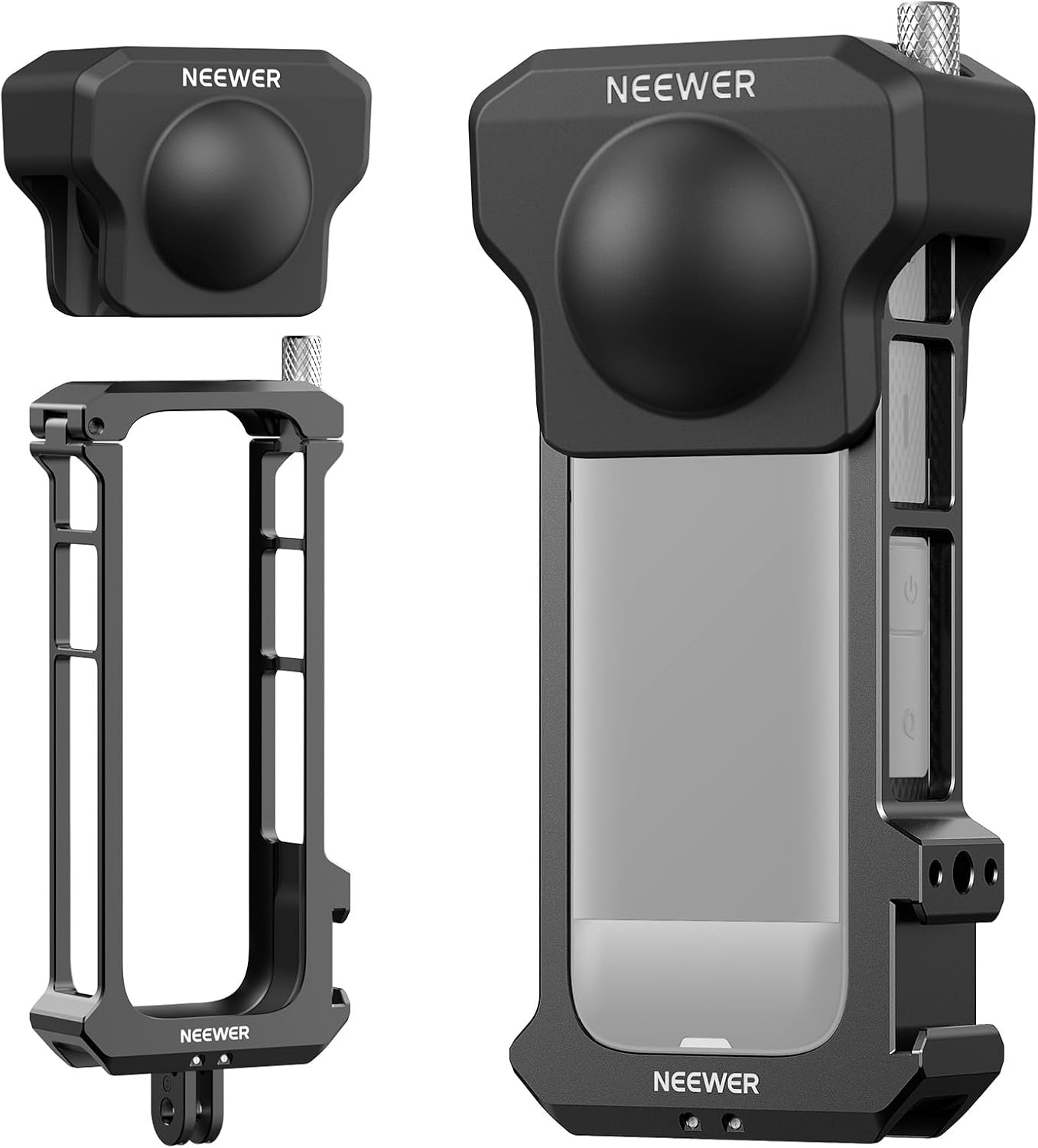 NEEWER X4 Action Camera Cage， Protective Case with Folding Fingers Compatible with Insta360 X4， Video Recording Rig Aluminum Alloy Frame with Lens Protector Cap， No Assembly Required， AC010 image number 5