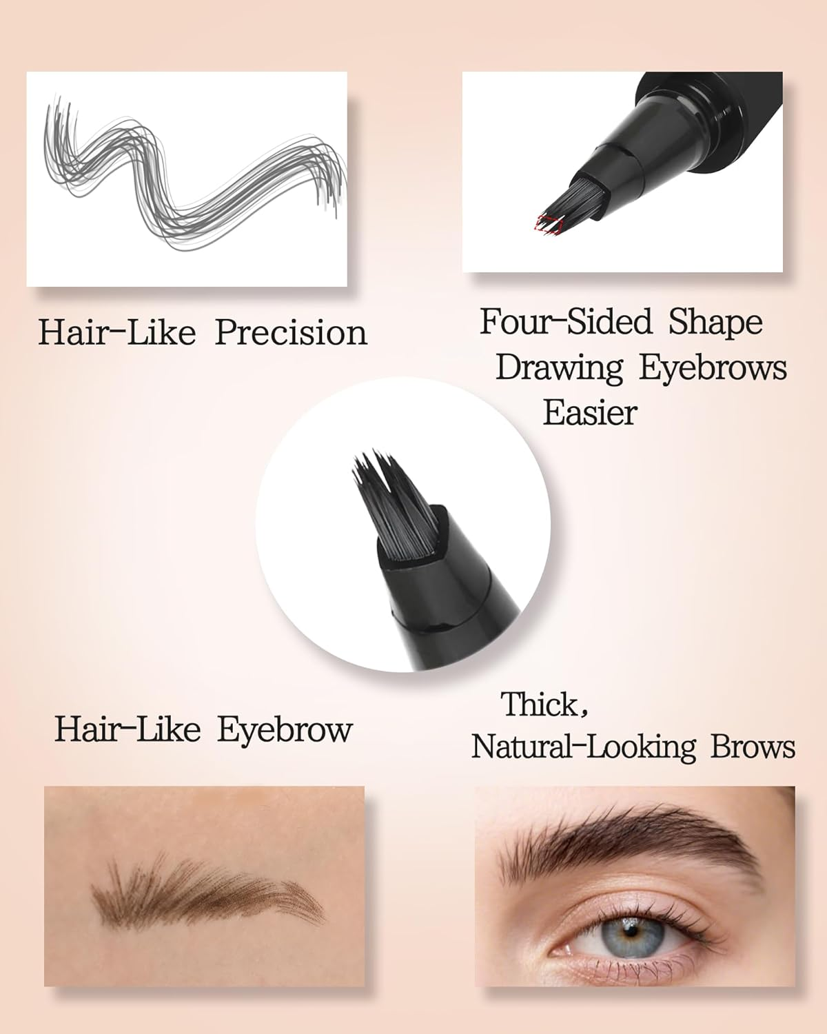 Microblading Liquid Eyebrow Pencil, Eyebrow Pencil, Waterproof, Smudgeproof, Multiple Fork Tip Hair Drawing, Precise Brush Tip, Long Lasting Formula, Women'S Makeup Lasts All Day 03 Grey image number 1