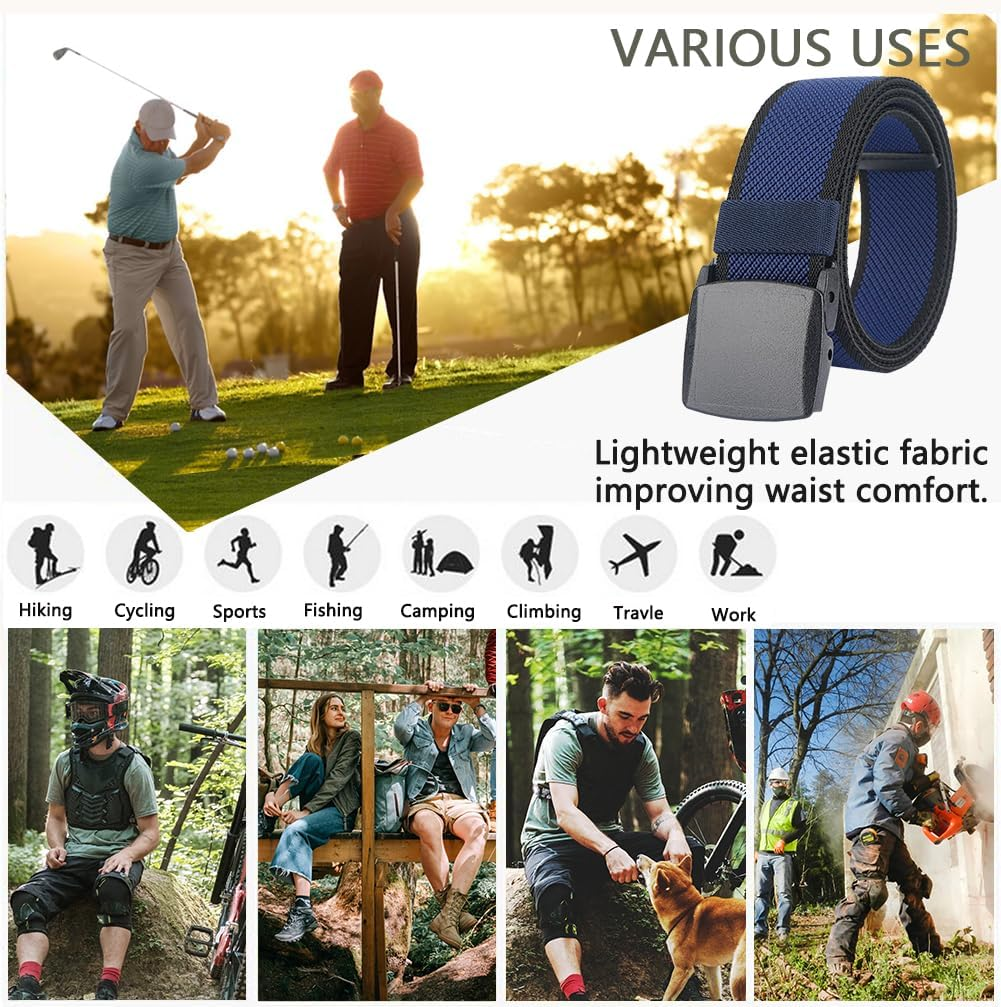 Lionvii Elastic Belts Men - Web Belt for Mens Durable Plastic Buckle for Work Travel - Adjustable Trim to Fit 28-45" Waist image number 6