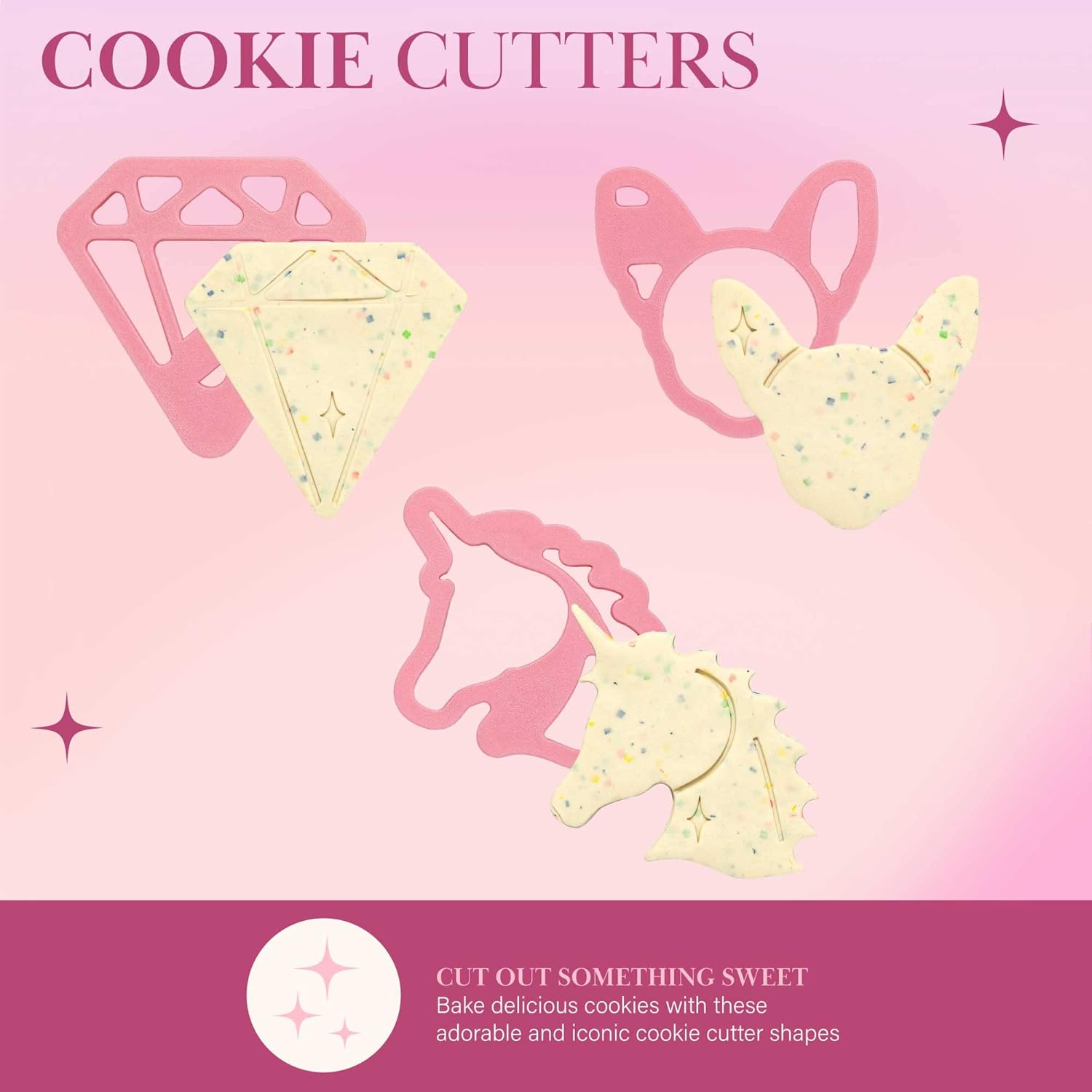 Paris Hilton Cookie Decorating Set with Nonstick Cookie Baking Sheet, Iconic Cookie Cutter Shapes, Reusable Piping Bags and Decorating Tips, Silicone Spatula, Pink image number 2