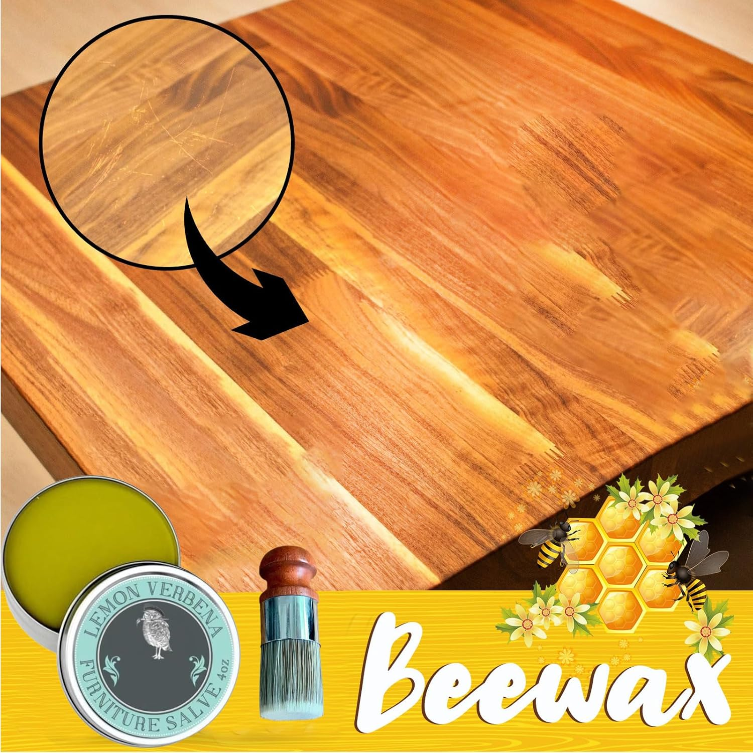 Furniture Salve for Leather, Furniture Salve for Leather and Wood, Furniture Salve & Brush Bundles, Leather Restorer Repair & Conditioner, Furniture Polish Wax for Wood Chair, Table image number 5