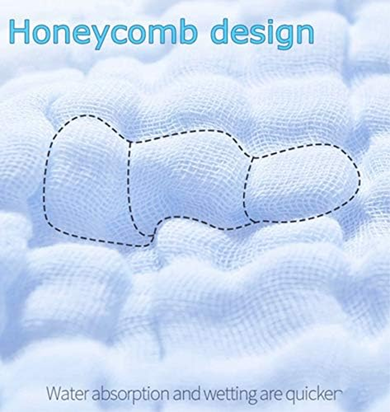 Muslin Baby Towel Super Soft and Absorbent Cotton Baby Bath Towels 2 Pack 6 Layers Infant Newborn Blanket Toddler and Kids Large 40 X 40Inches (Blue & White) image number 3