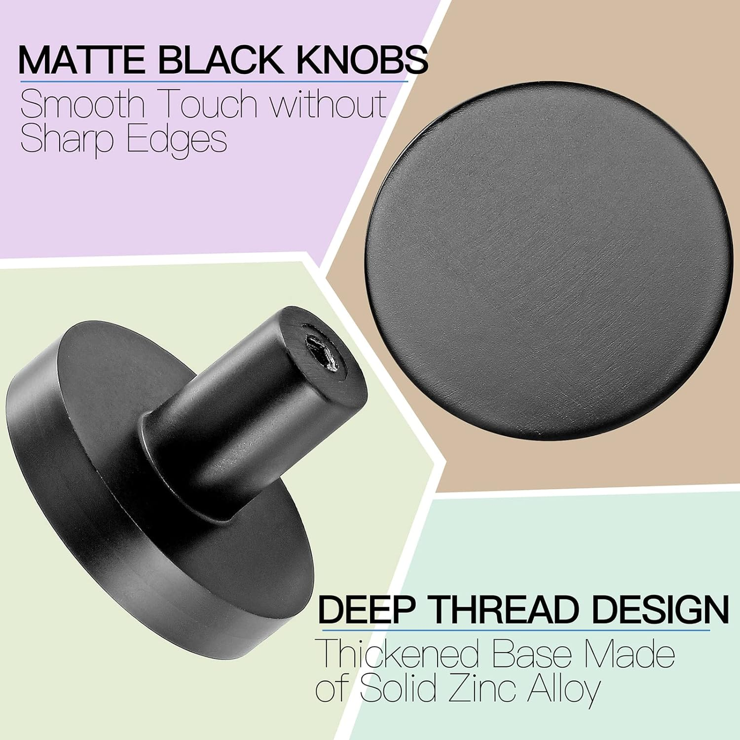 Masendelk Matte Black Drawer Knobs, 12Pcs Kitchen Cabinet Knobs Modern Dresser Decorative Pulls round Furniture Handles for Cabinets Cupboards MINYH2022031702 - 003 image number 5