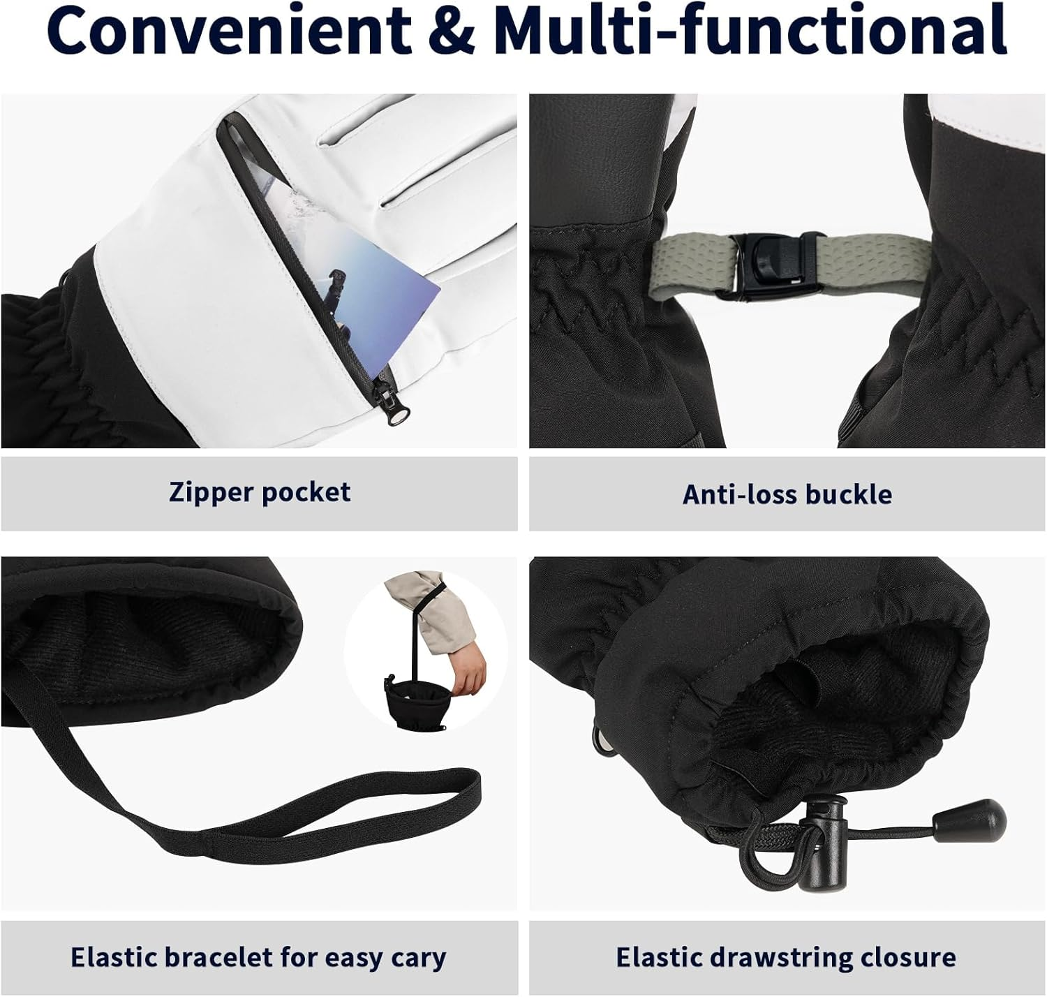 ZANZER Pro Ski Gloves, 3M Thinsulate Insulated Double-Layer Waterproof, Touchscreen Snow Gloves for Skiing, Winter Cycling image number 4