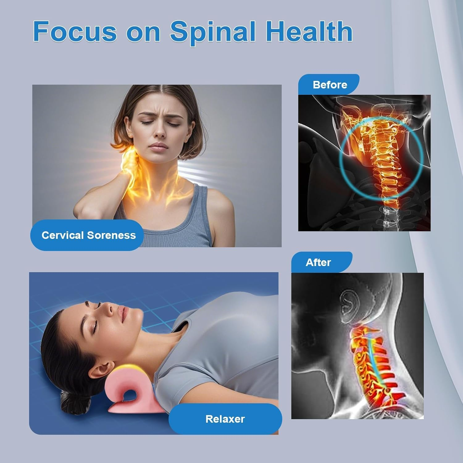 Neck Stretcher for Pain Relief, Neck and Shoulder Relaxer Cervical Traction Device Pillow for Muscle Relax and TMJ Pain Relief（Pink） image number 6