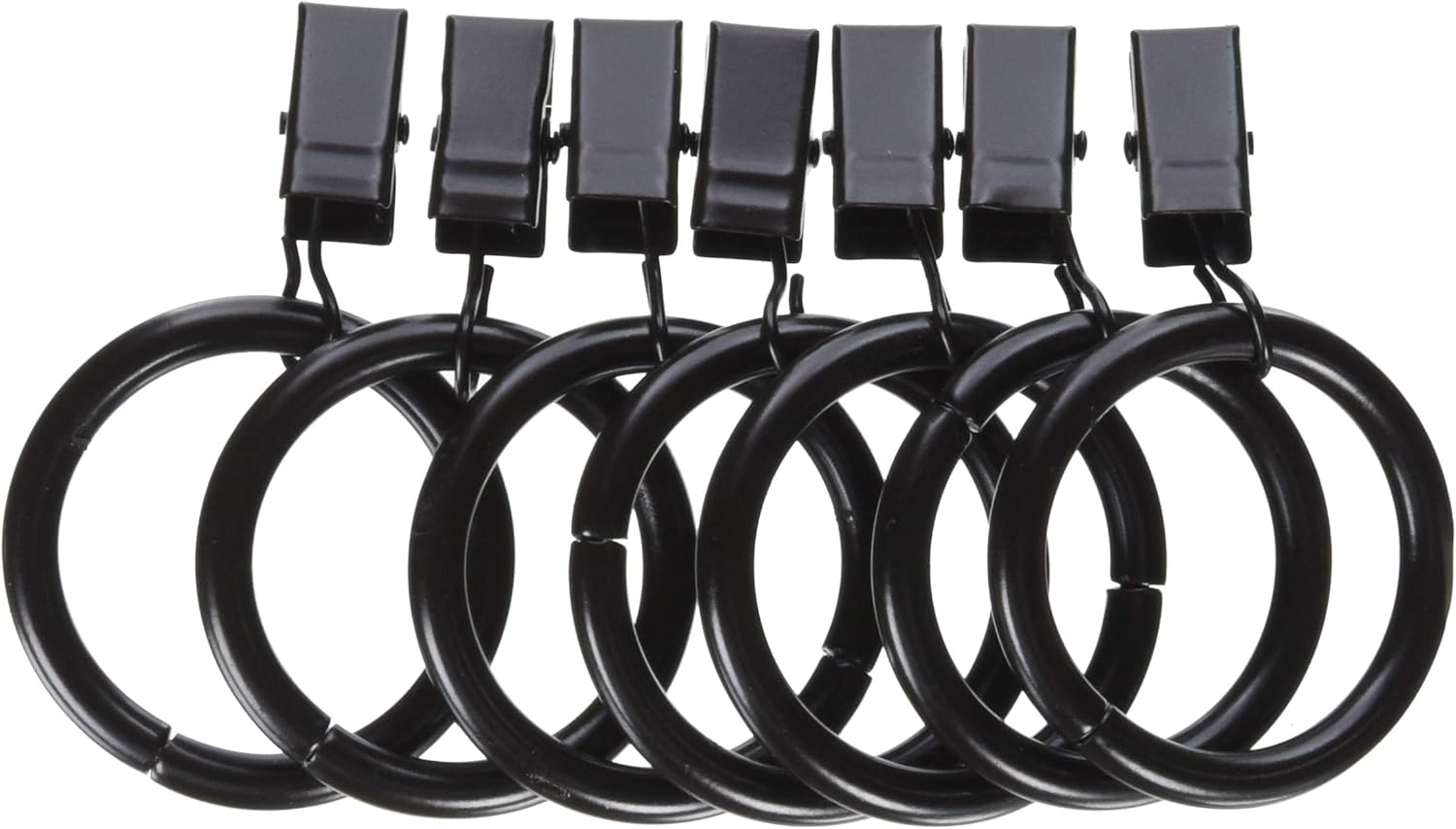 Amazon Basics Curtain Clip Rings for 1-Inch Rod, Set of 7, Black, 4-Pack