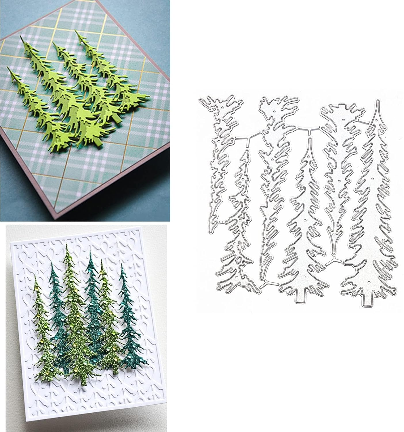 6Pcs/Set Christmas Tree Metal Die Cuts, Pine Tree Plant Frame Stencils DIY Crafts Cards Cutting Dies Cuts for DIY Embossing Card Making Photo Decorative Paper Dies Scrapbooking