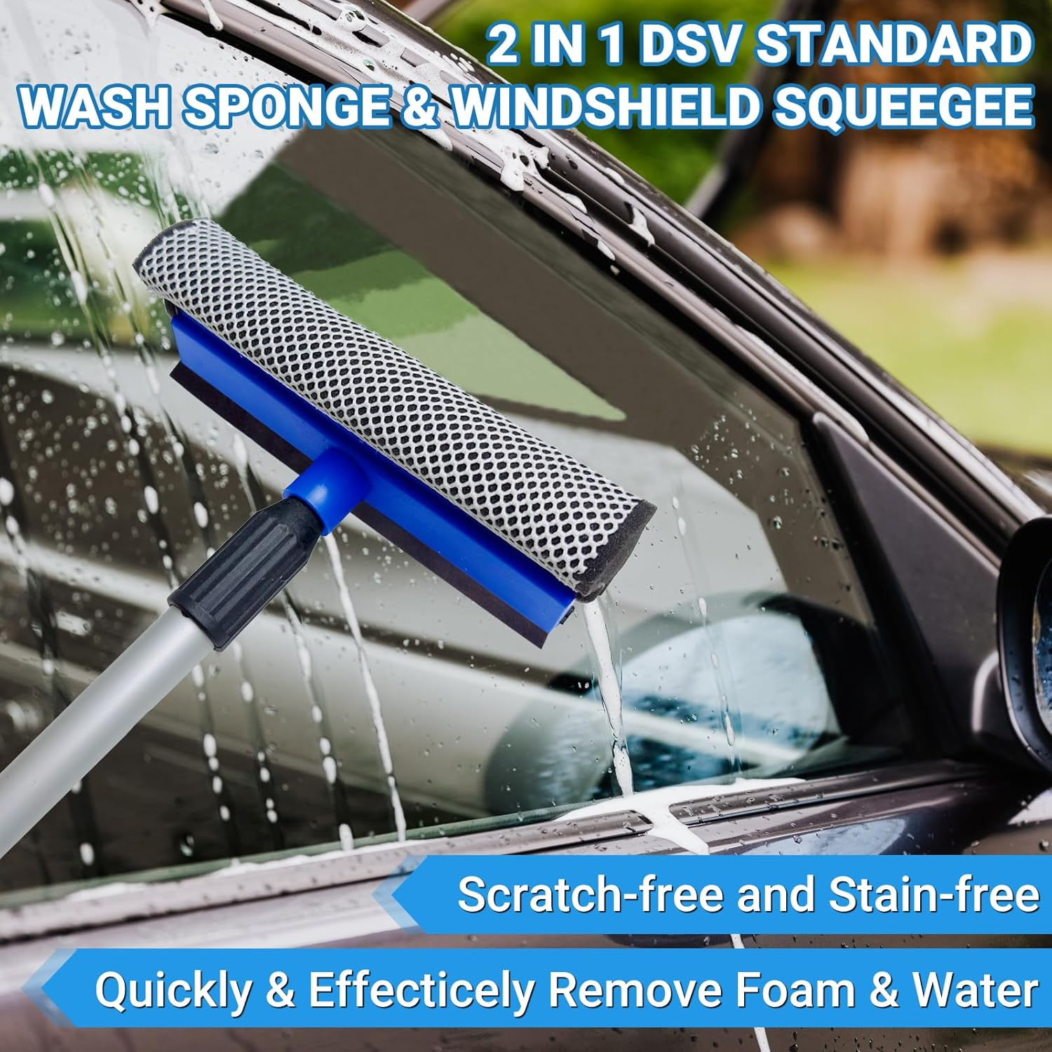 72" Car Wash Brush with Long Handle, On/Off Switch for Car RV Truck Boat Washing Brush, Complete Cleaning Kit with Car Wash Mop Windshield Squeegee Multifunctional Wash Brush image number 5
