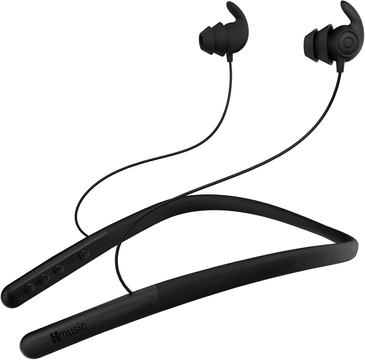 Hmusic HS88 Sleep Earphones, Flat Thin Soft Silicone Earbuds for Side Sleepers, 30Db Noise Cancelling Bluetooth Neckband Sleep Headphones for Travel, Audio Book, Meditate, Black
