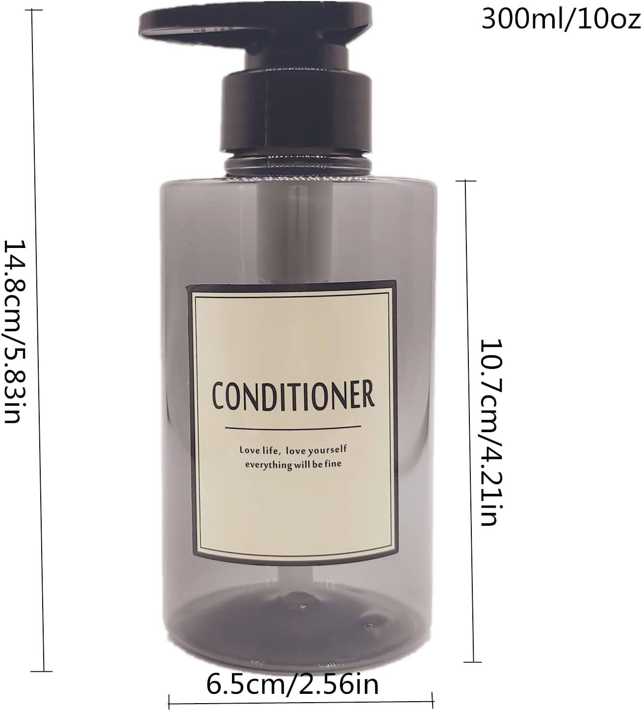 Pimyrcyi 300Ml Travel Shampoo Bottles Refillable,Empty Pump Plastic Dispensers 10 Oz Shower Containers for Shampoo Conditioner Body Wash (Transparent Black,1 Set) - 1,Black,Blue,Green,Transparent image number 2