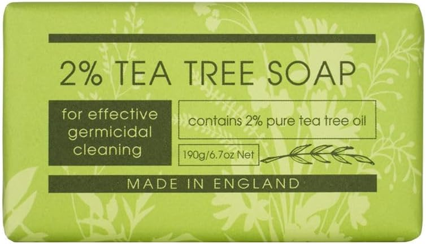 The English Soap Company Take Care Wrapped Soap Bar, 2% Tea Tree Soap Bar, Moisturising and Soothing Soap Bar Soap Bar for Hands and Body, Tea Tree Scent 190G