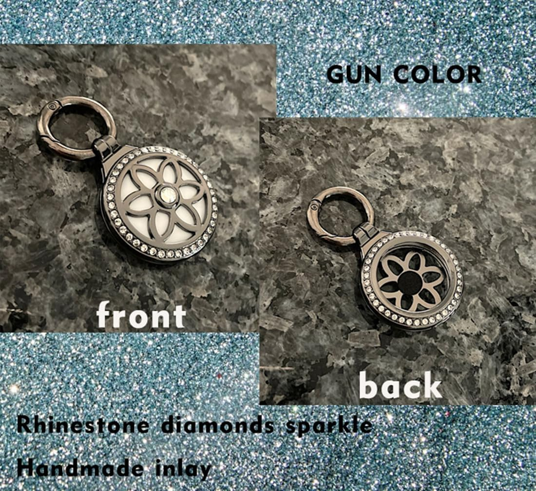 QFM Metal Protective Case for Apple Airtag, Diamond Rhinestone Bling Anti-Scratch Keychain Cover, Case Compatible for Airtag Accessories (Black) image number 2