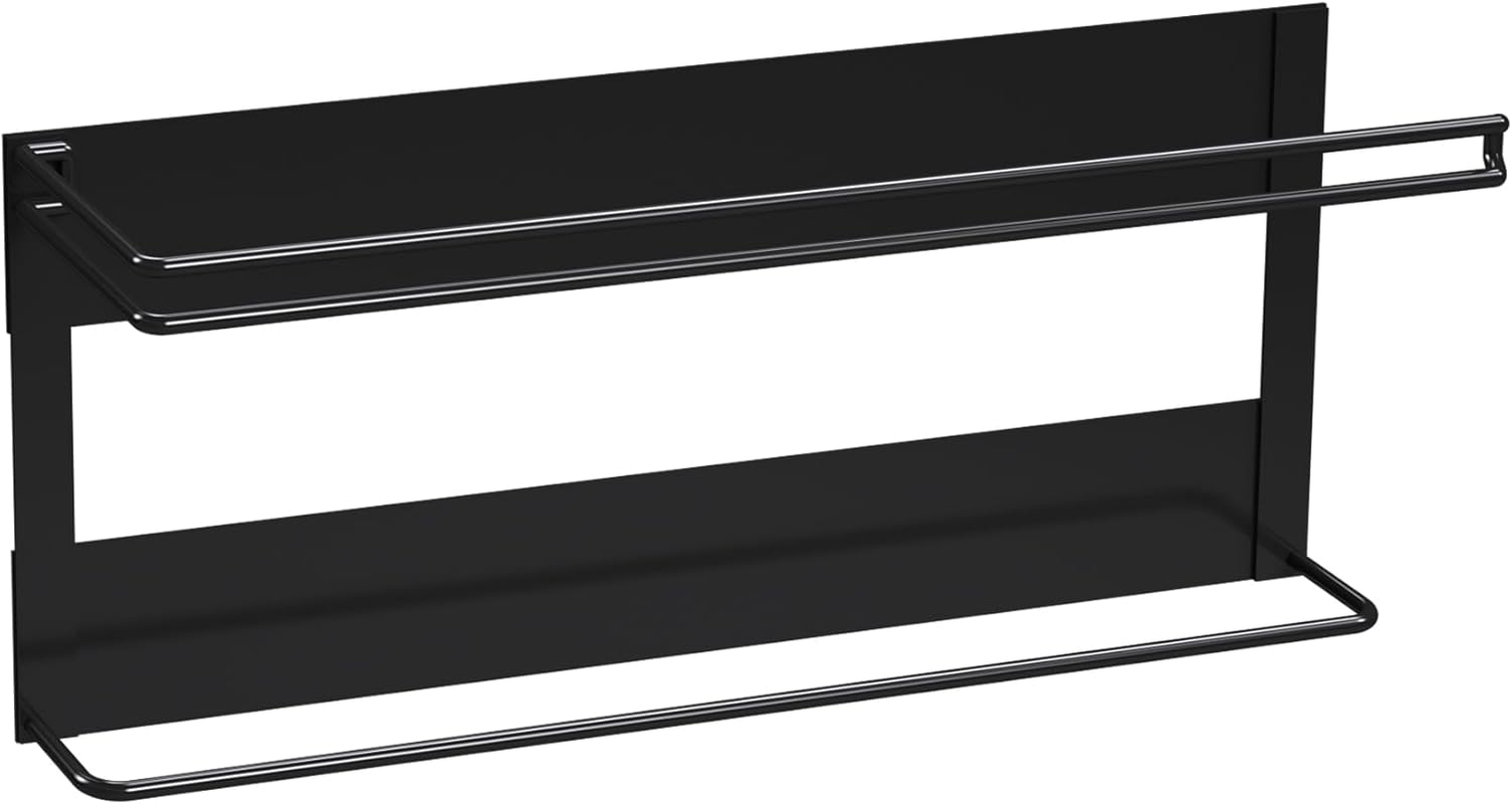 Magnetic Paper Towel Holder for Refrigerator,Kitchen Towel Rack Magnetic Paper Towel Bar Multi Function Made of Iron,Used for Kitchen,Bathroom,Toilet, Drill Free (White, Medium)