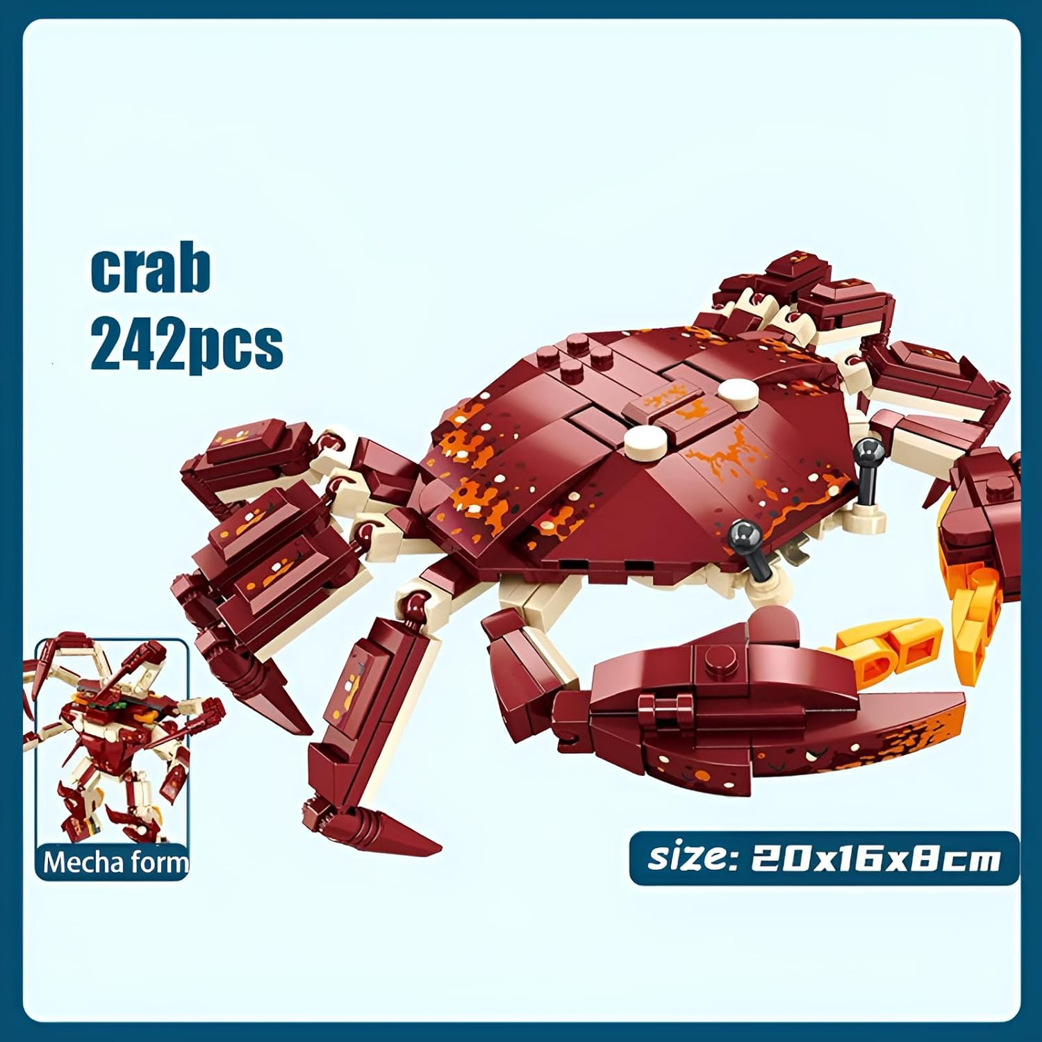 Sea Creatures Building Blocks Kit, 2-In-1 Crab Figures, Clamping Blocks, Ocean Aniamals Model Building Blocks, Sea Creatures Toy for Teenagers and Adults (242 Pieces) image number 3